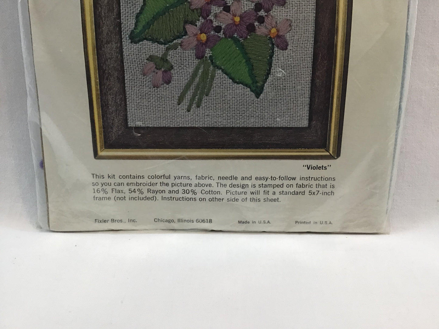 Wonder Art Violets Embroidery Kit No. 5010 Creative Needlecrafts Stitchery from the 1980's