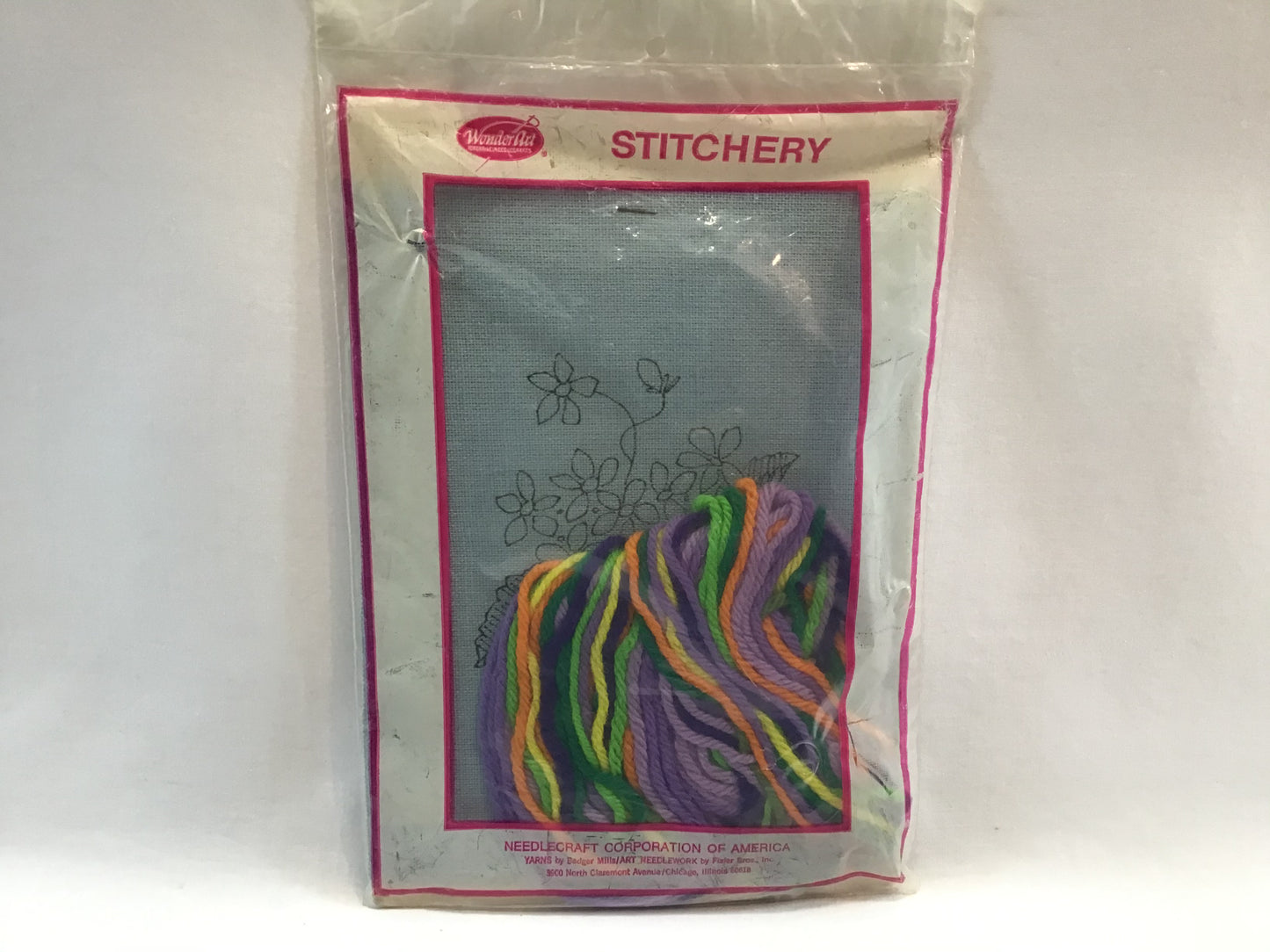 Wonder Art Violets Embroidery Kit No. 5010 Creative Needlecrafts Stitchery from the 1980's