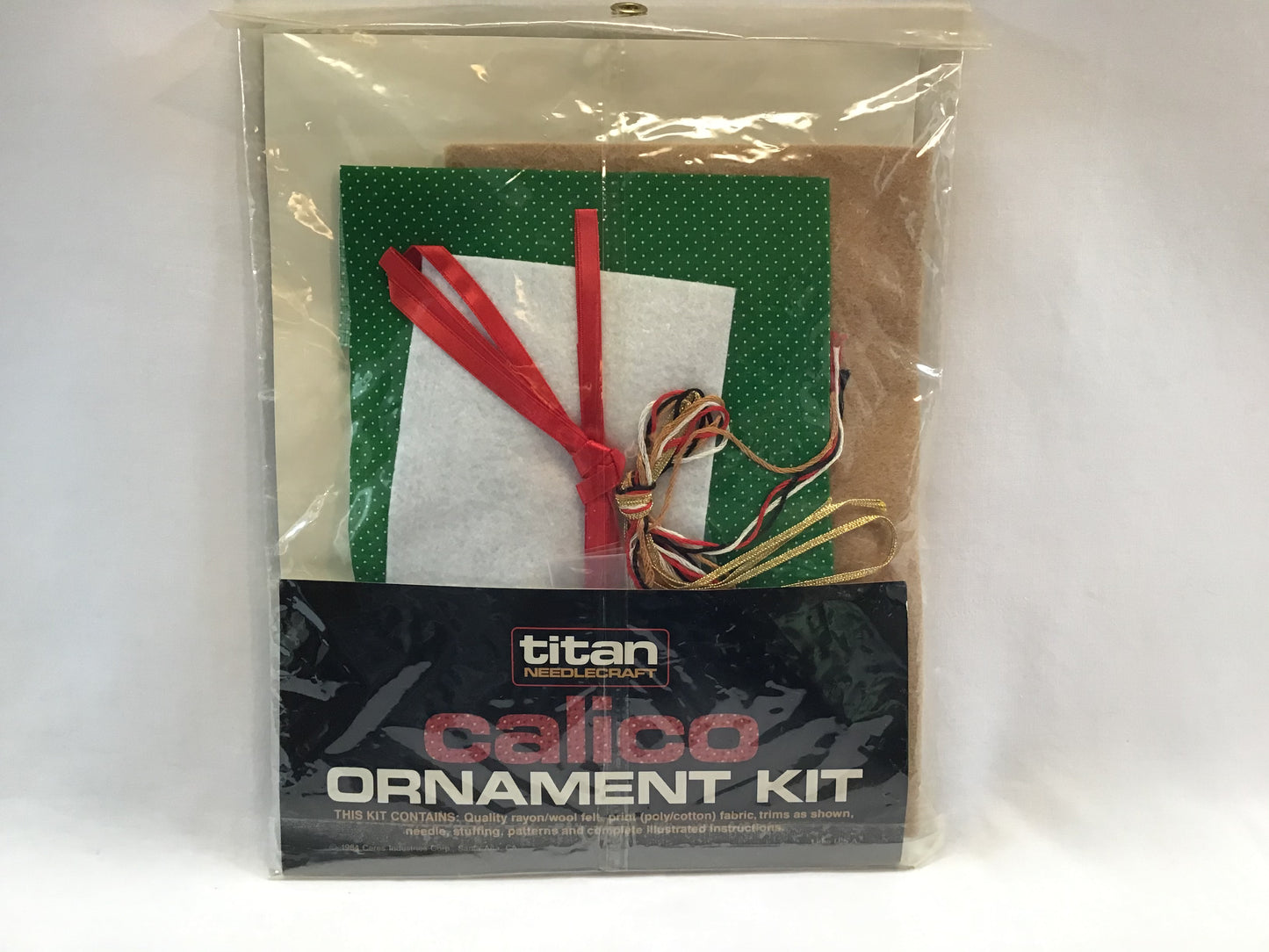 Calico Christmas Ornament Kit Titan Needlepoint No. 402 Teddy Bear Wreaths 1984