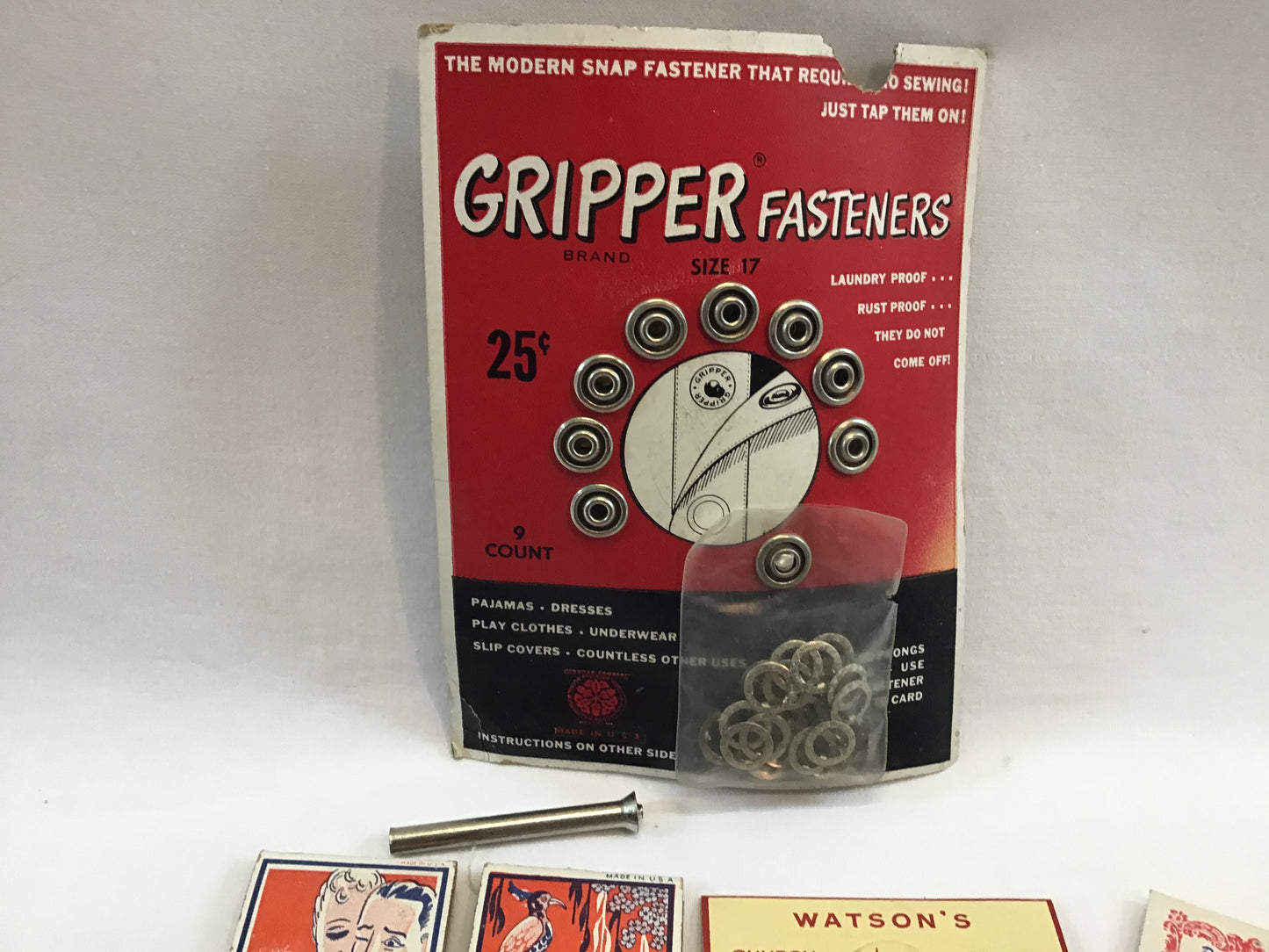 Assorted Sewing Notions Mid Century Buttons Fasteners Needles