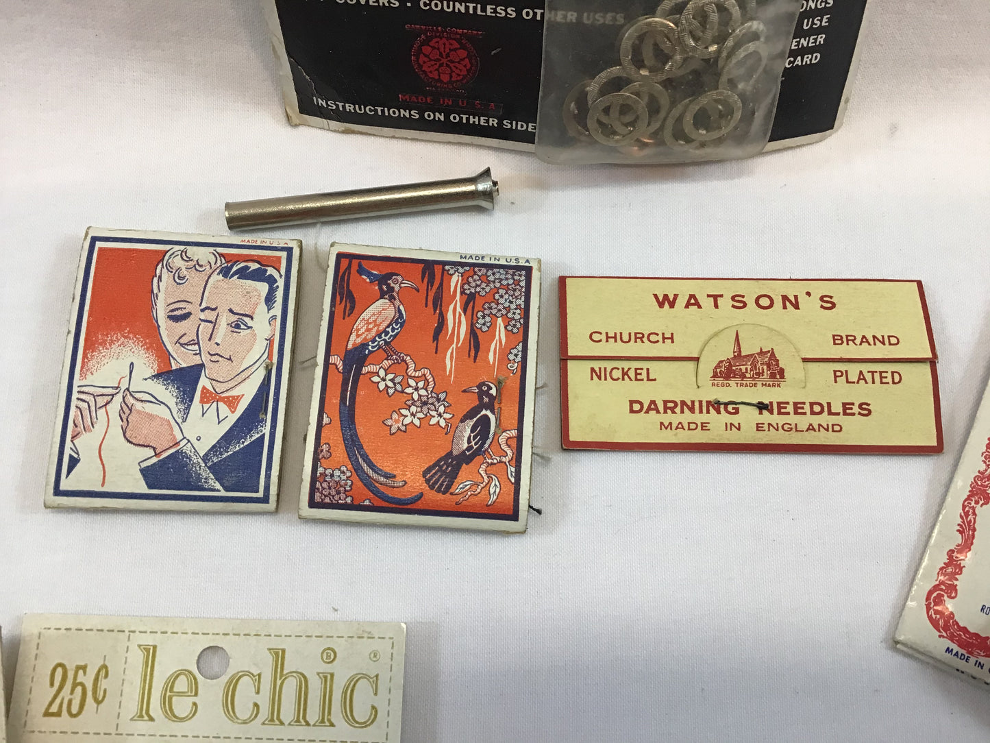 Assorted Sewing Notions Mid Century Buttons Fasteners Needles