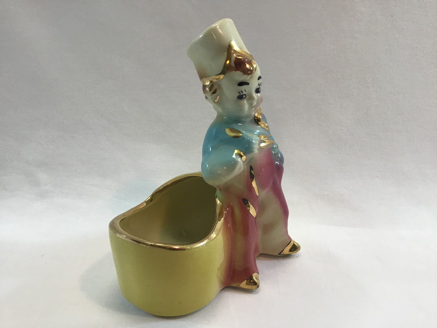 Mid Century Dutch Boy and Shoe Ceramic Figurine Planter Shafer 23 kt. Gold Gilt Kitsch Home Decor
