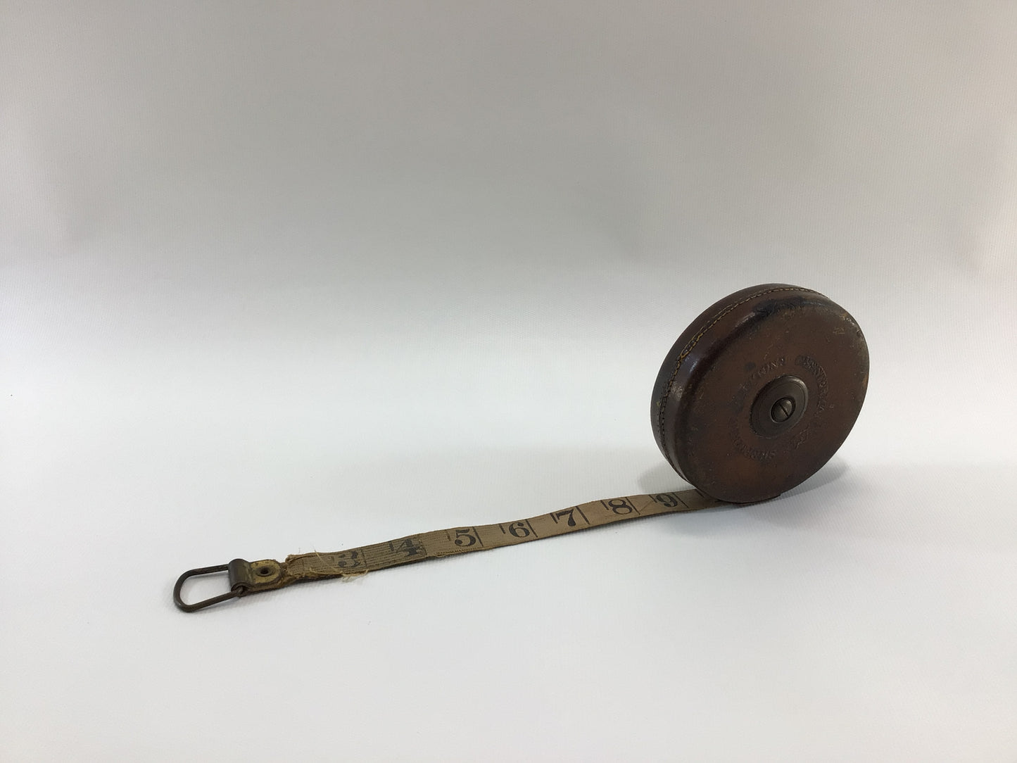 Vintage 50' Leader Tape Measure Quality Made in England Chesterman Leather and Brass Exterior