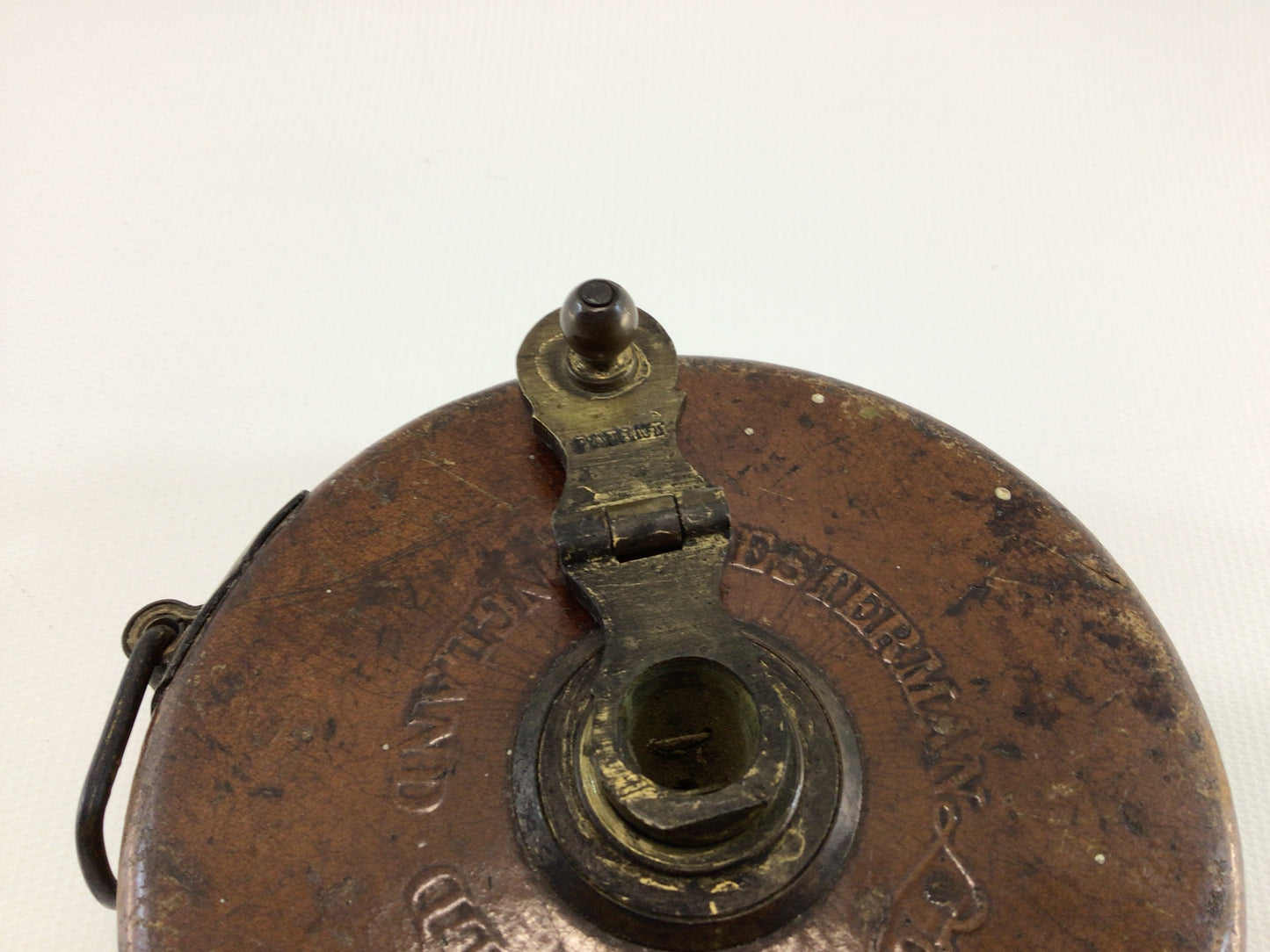 Vintage 50' Leader Tape Measure Quality Made in England Chesterman Leather and Brass Exterior