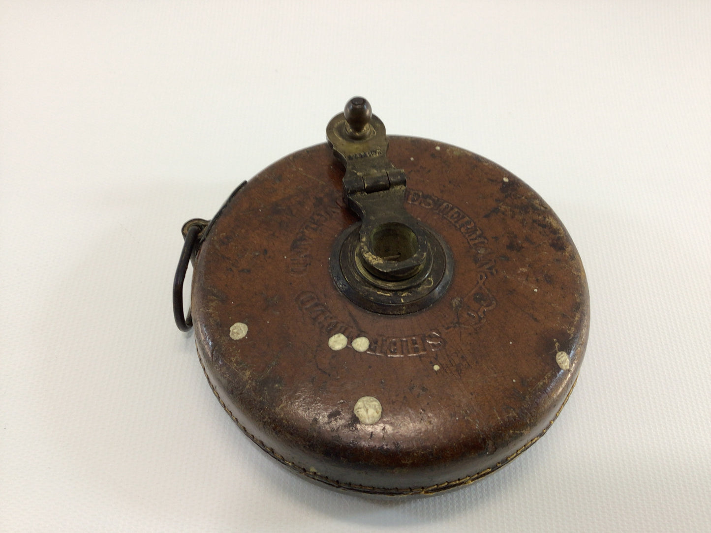Vintage 50' Leader Tape Measure Quality Made in England Chesterman Leather and Brass Exterior