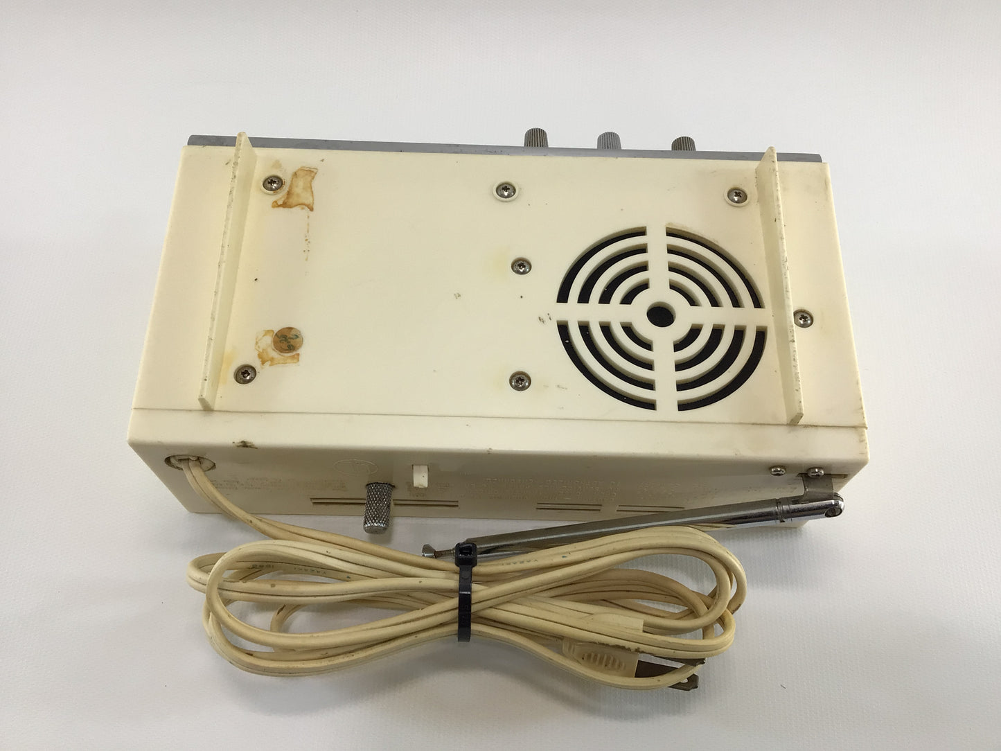 Elgin AM FM 12 Transistor Alarm Clock Radio Model R-1900 Mid Century Analog Electronics Gadget