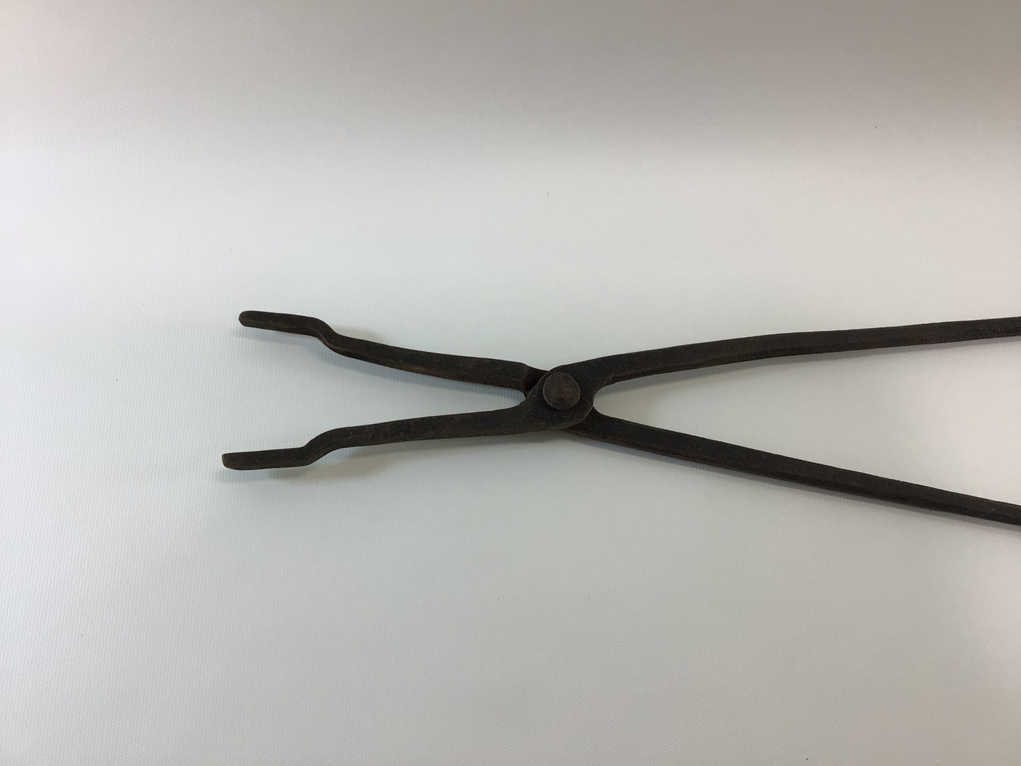 Blacksmith Forge 32" Flat Nose Tongs Hand Made Antique Wrought Iron Rustic Primitive Hand Tool