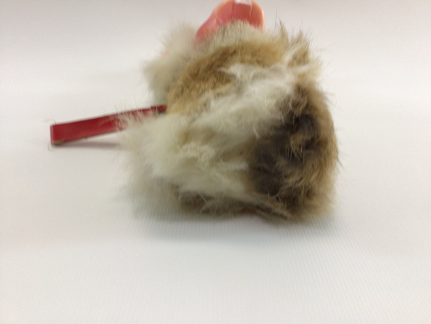 Rabbit Fur Toy Monkey with Collar and Leash Vintage Kitschy Carnival Fair Prize