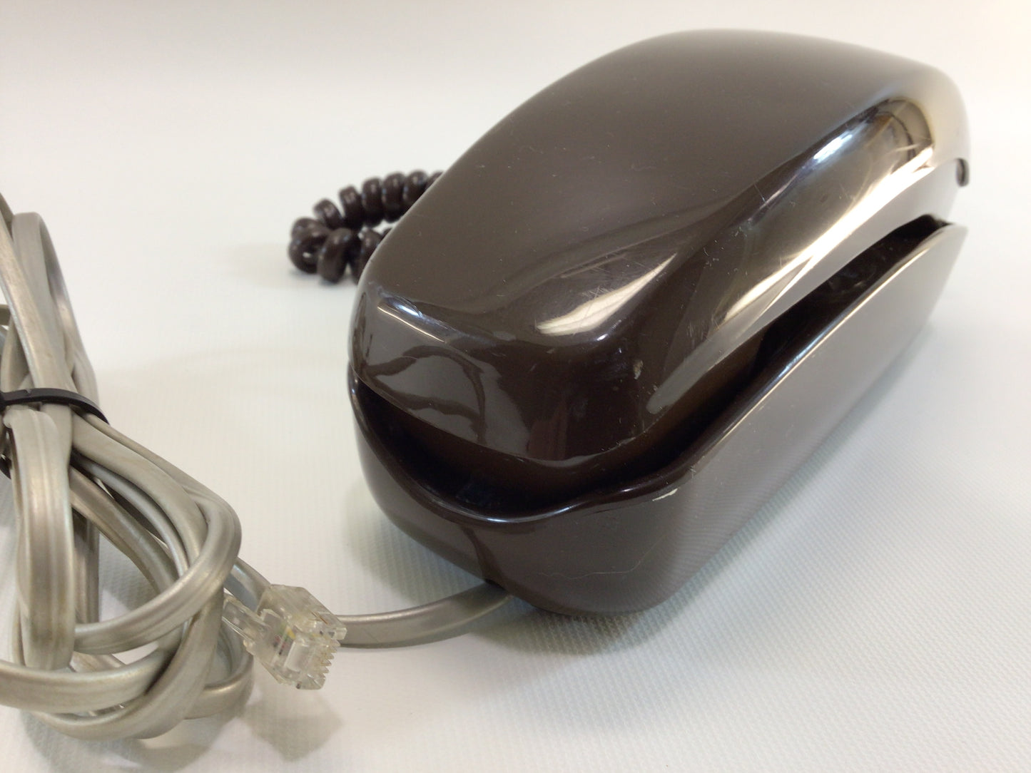 Trimline Telephone Brown ITT Model K200 Rotary Landline Vintage Analog Phone
