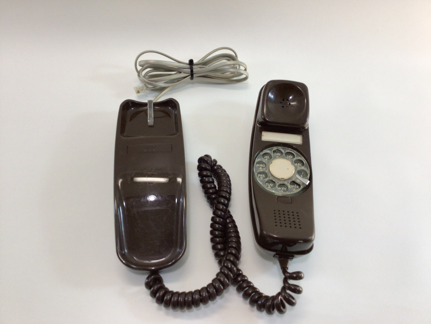 Trimline Telephone Brown ITT Model K200 Rotary Landline Vintage Analog Phone