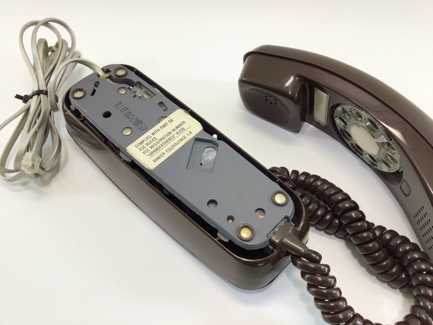 Trimline Telephone Brown ITT Model K200 Rotary Landline Vintage Analog Phone