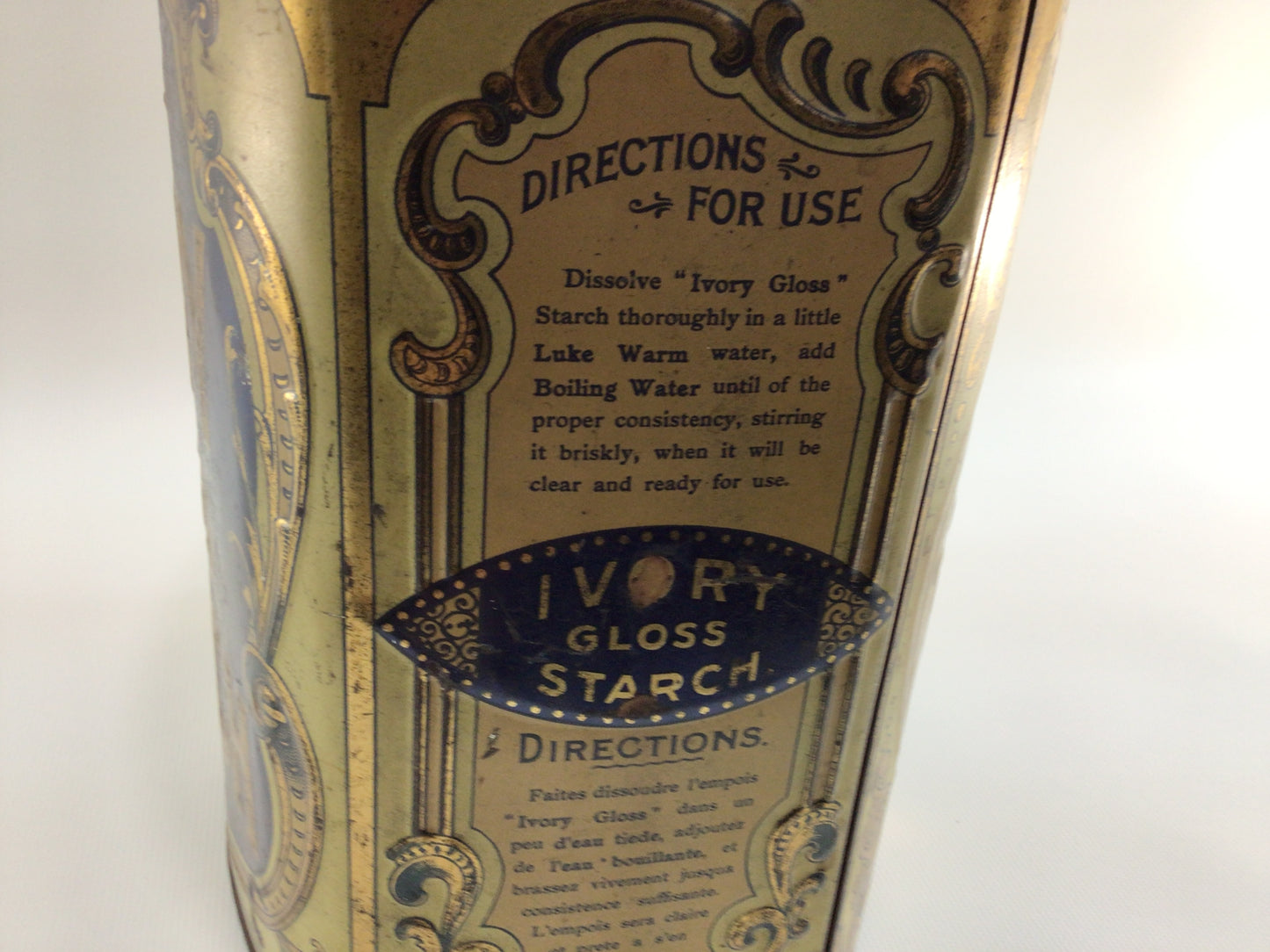 St Lawrence Ivory Gloss Starch 6 lb Advertising Tin Rustic Country Kitchen Decor 1897 Diamond Jubilee Pack