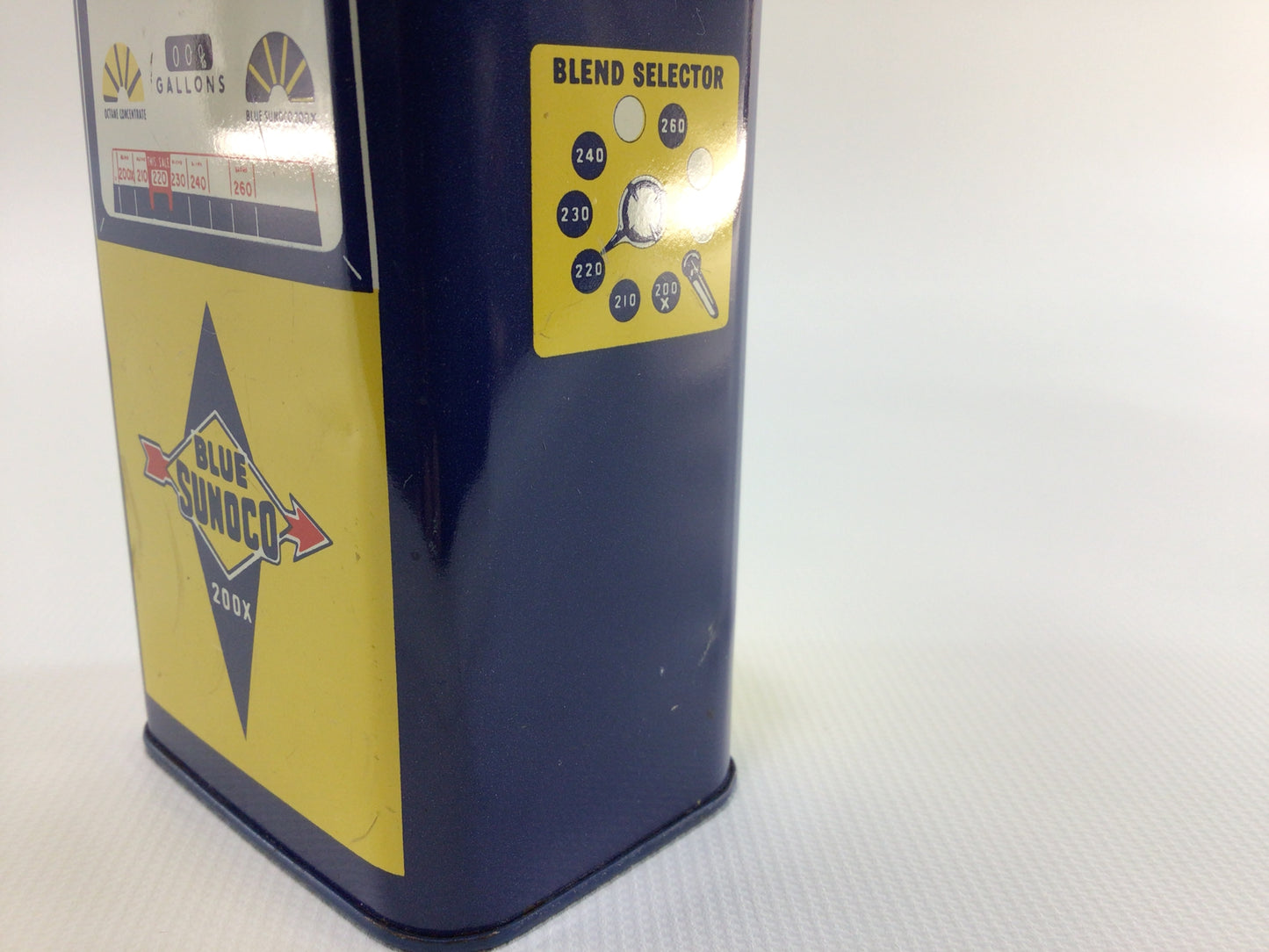 Sunoco Blue Tin Can Coin Bank Vintage 1960s Gas Station Advertising Premium Give Away