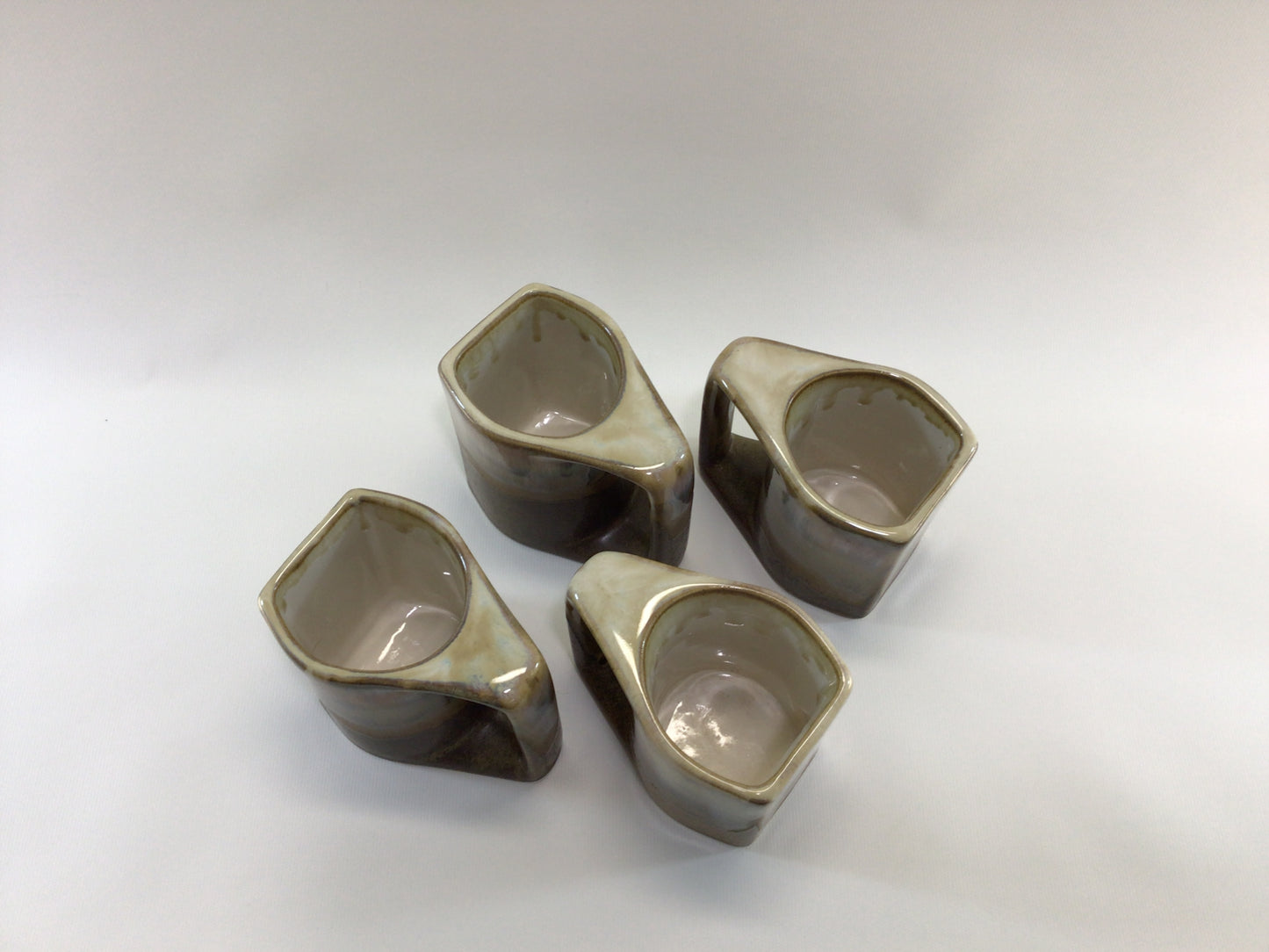 Retro 70s Padilla Stackable Drip Glaze Stoneware Coffee Mug Set of 4