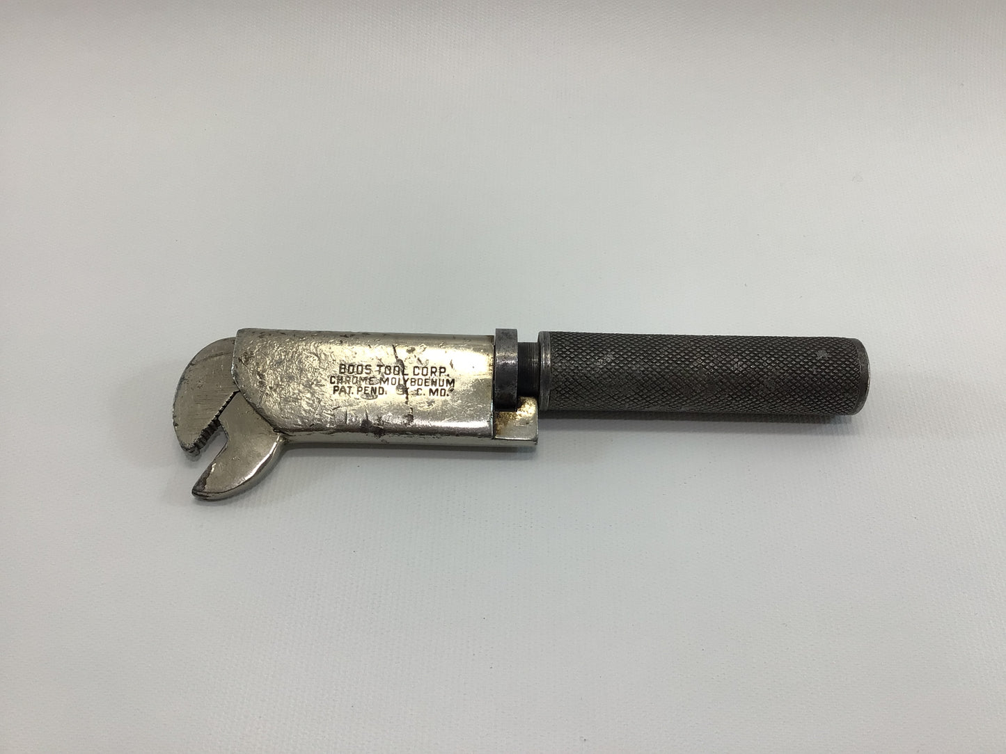 Adjustable Monkey Wrench Sleeve Collar Vintage Collectible Garage Hand Tool BOOS Corp Chrome Molybdenum