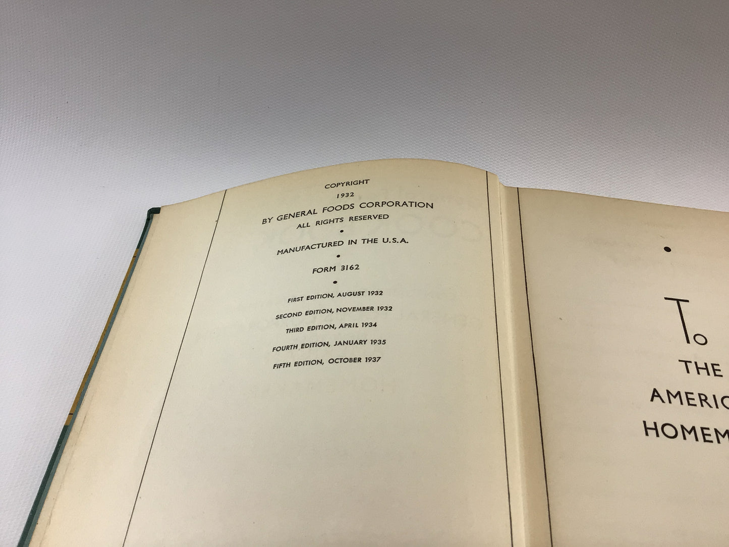 Vintage Cookbook General Foods Cook Book Copyright 1937 5th Edition