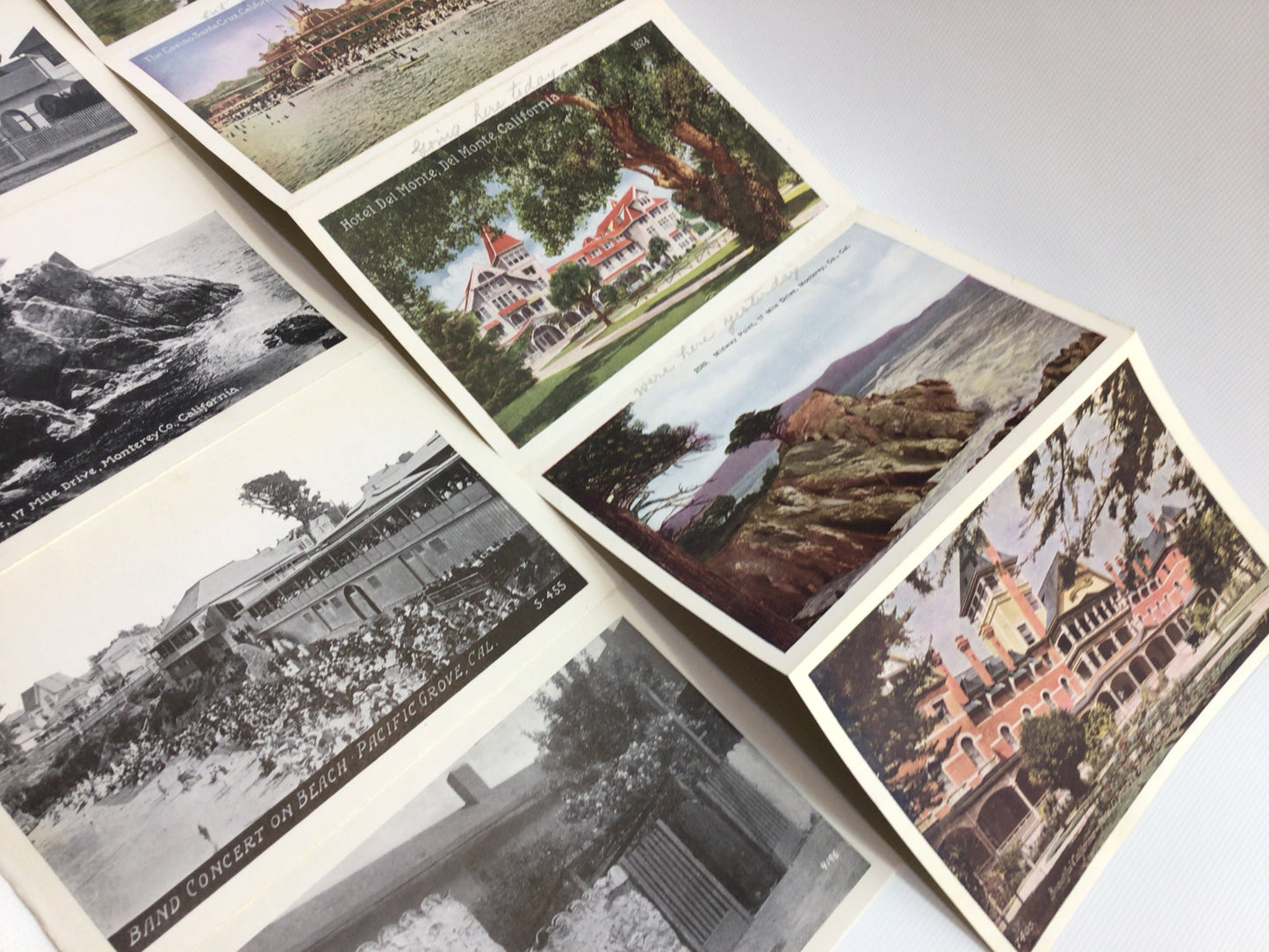 Pacific Coast Souvenir Foldout Postcards Antique 1920s Ephemera The Coast Line Railway and Monterey Bay