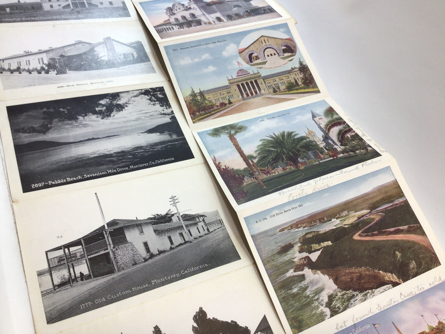 Pacific Coast Souvenir Foldout Postcards Antique 1920s Ephemera The Coast Line Railway and Monterey Bay