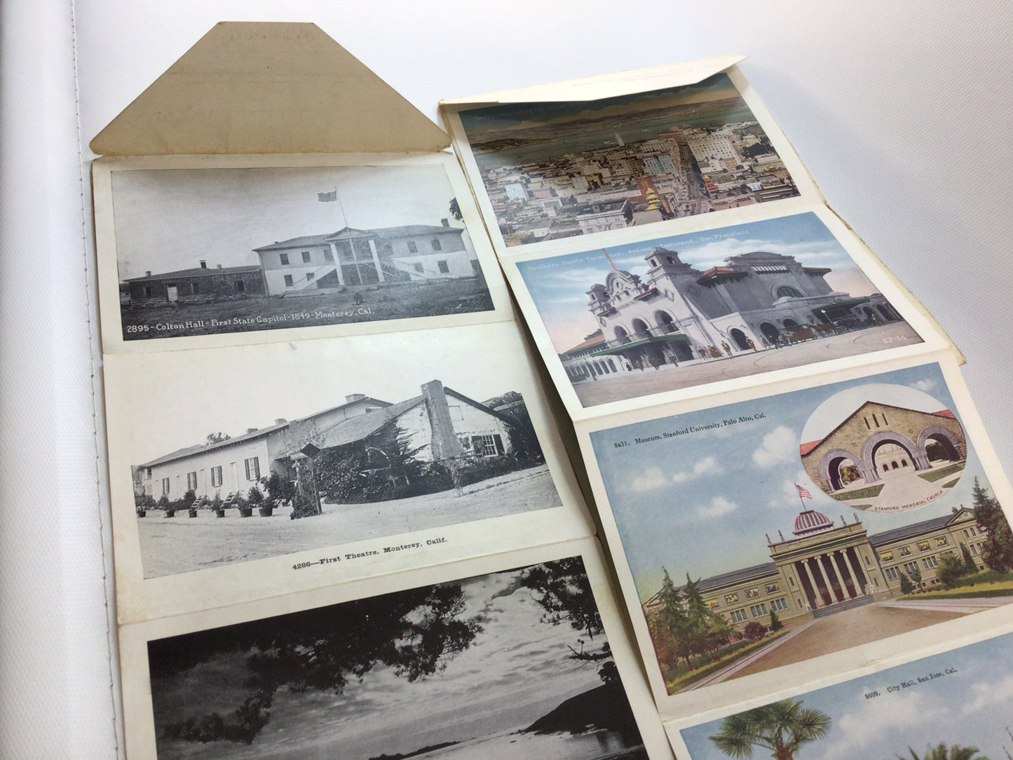 Pacific Coast Souvenir Foldout Postcards Antique 1920s Ephemera The Coast Line Railway and Monterey Bay
