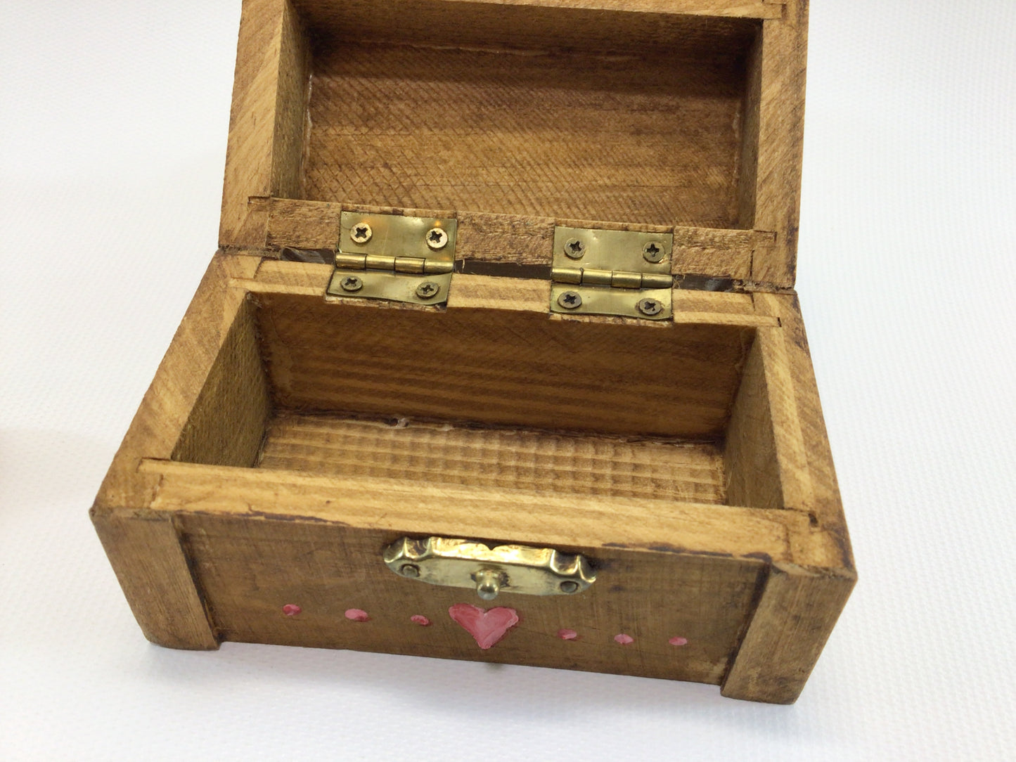 Lucky Elephant Treasure Chest Vintage Handmade Folk Art Clay and Hardwood Trinket Box