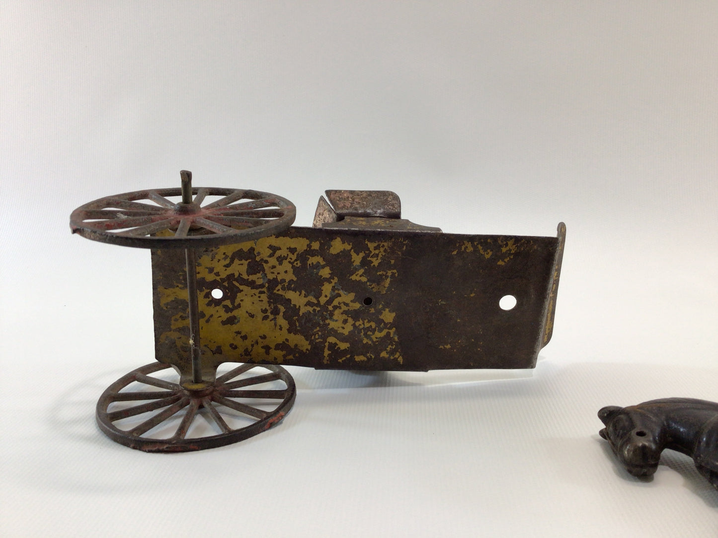 Antique Toy Horse and Buckboard Wagon Cast Iron and Pressed Steel Construction