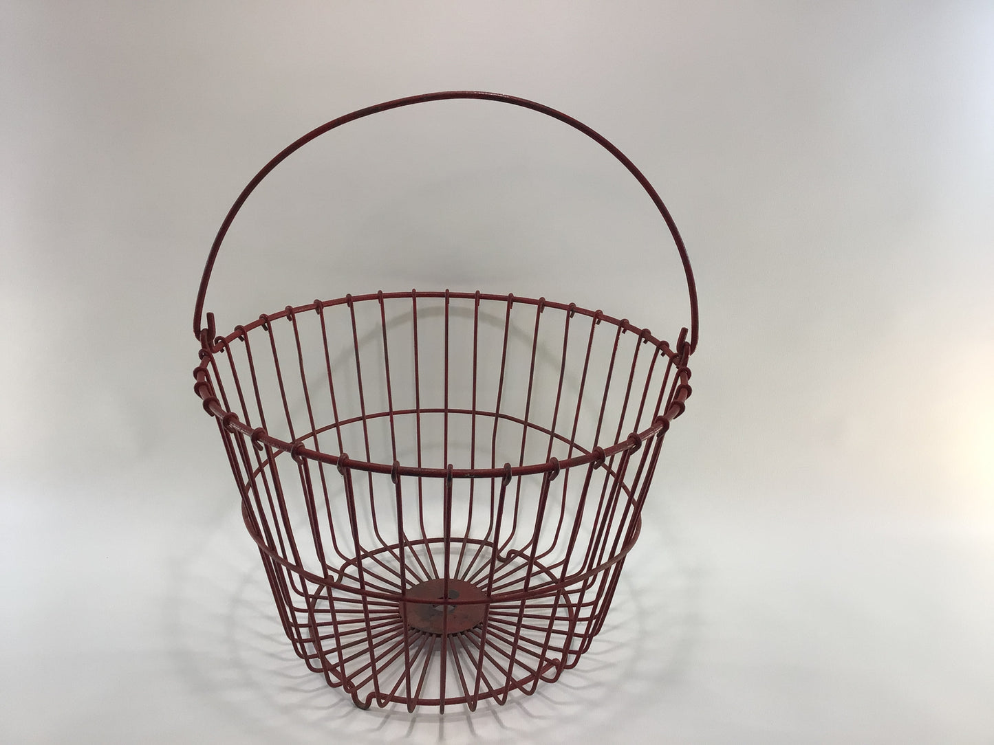 Primitive Red Wire Egg Basket Antique Rustic Harvest Container Home Decor