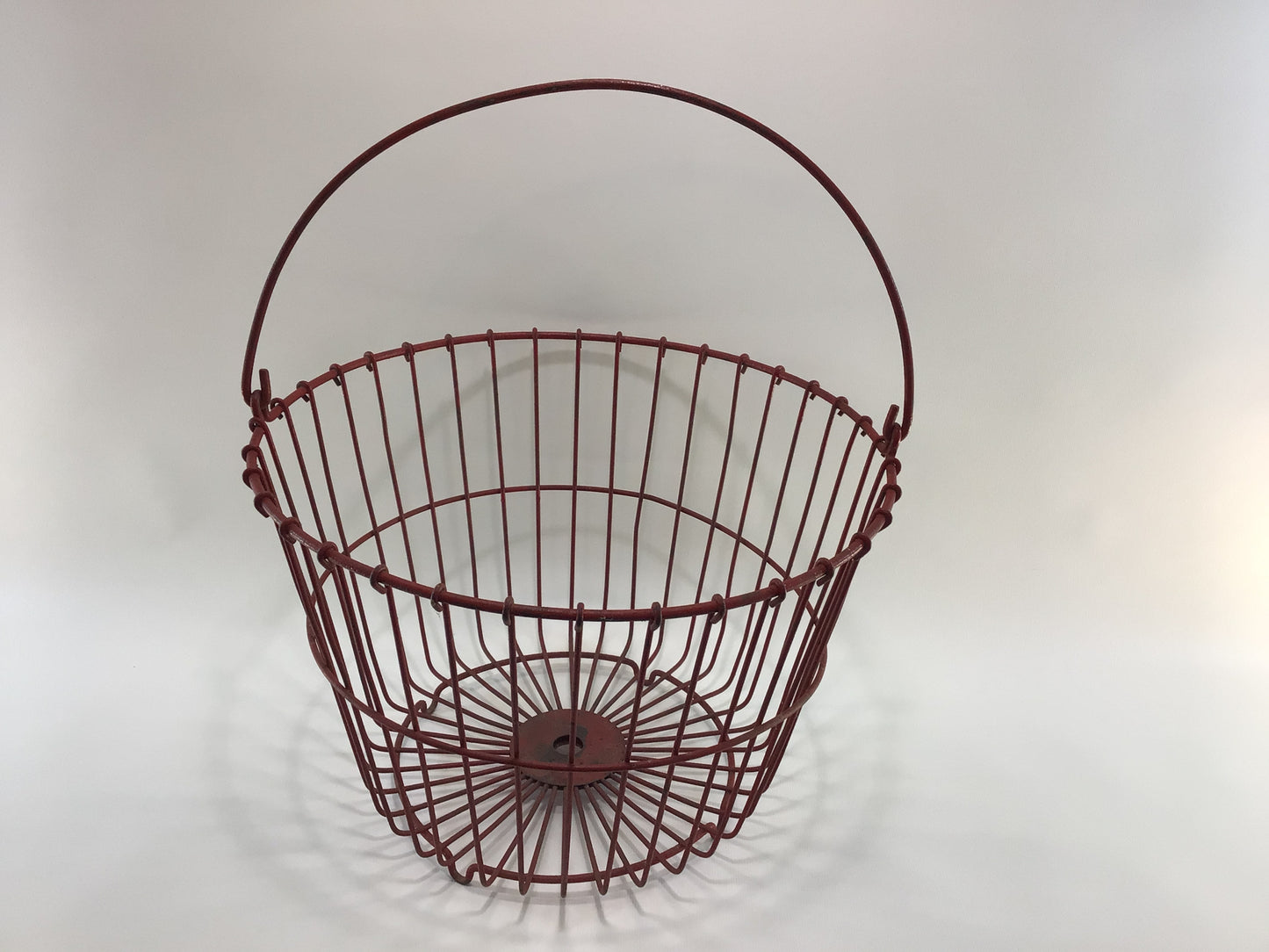 Primitive Red Wire Egg Basket Antique Rustic Harvest Container Home Decor