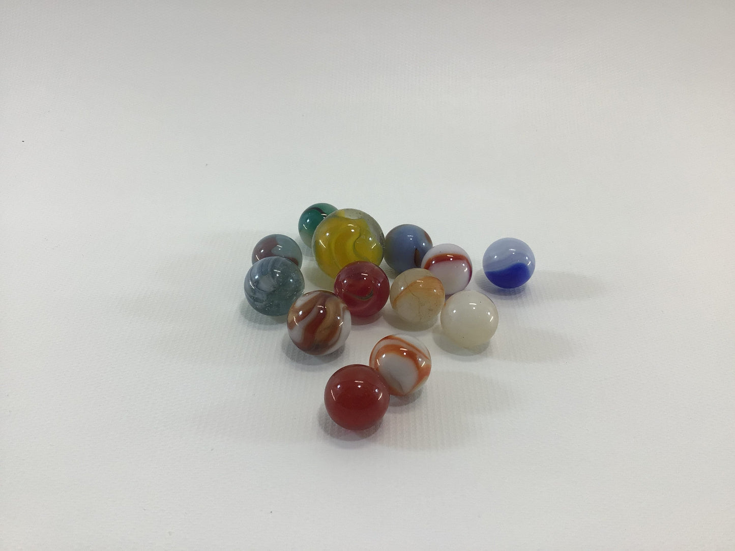Assorted Toy Marbles Lot of 13 Includes One Yellow Clear Shooter Vintage Pre 70s Machine Made