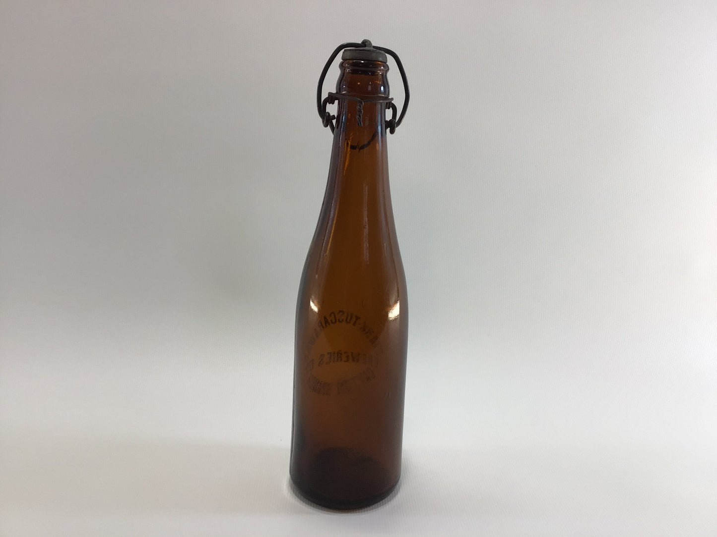 Antique Beer Bottle with Stopper Stark Tuscarawas Breweries Canton Branch Amber Pint Champagne Tooled Crown Plate Mold RG & B Co Base