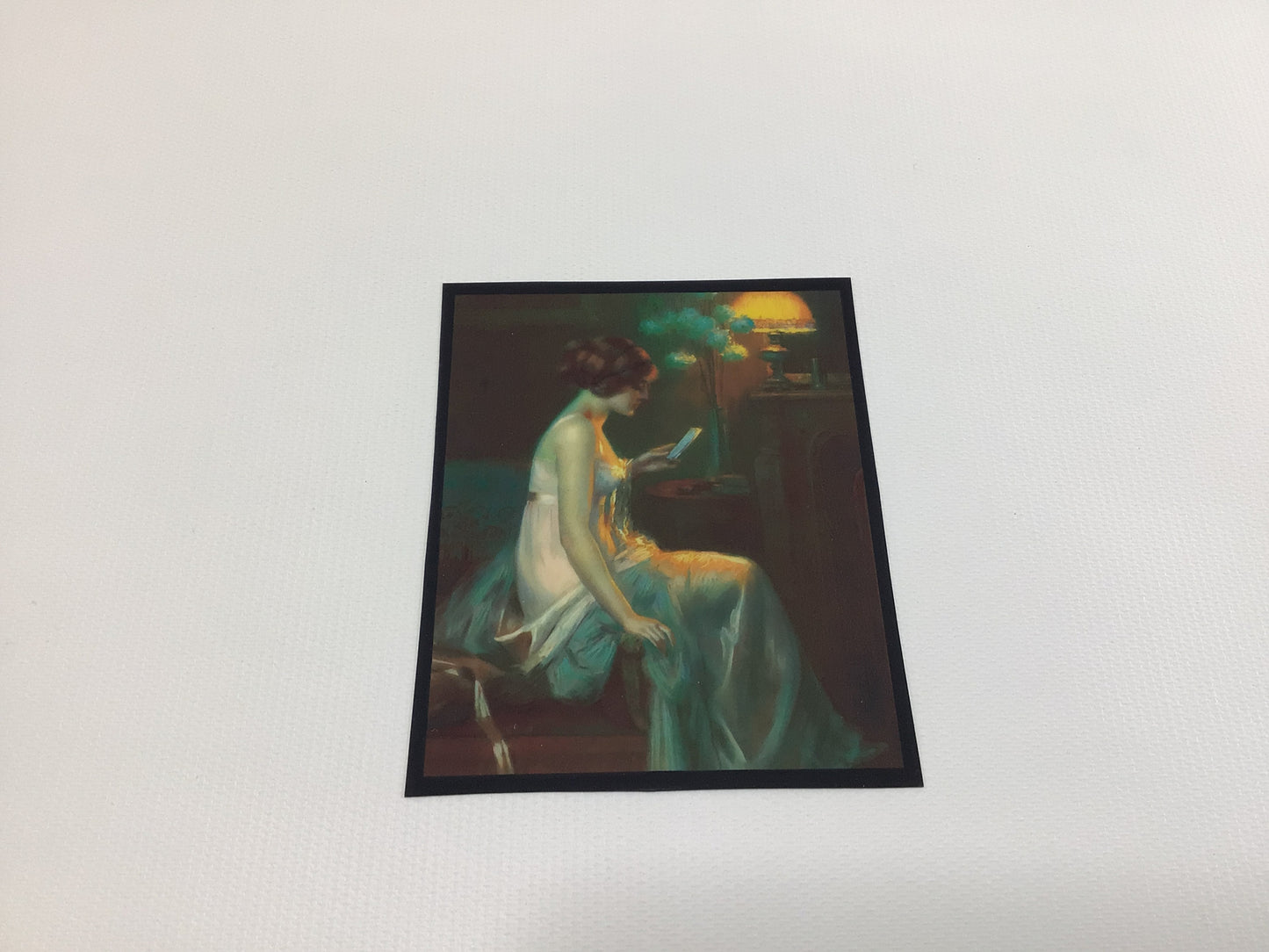 Art Nouveau Ladies Boudoir Hold to Light Color Illustration Celluloid Film 3" x 4" Print Vintage Ephemera