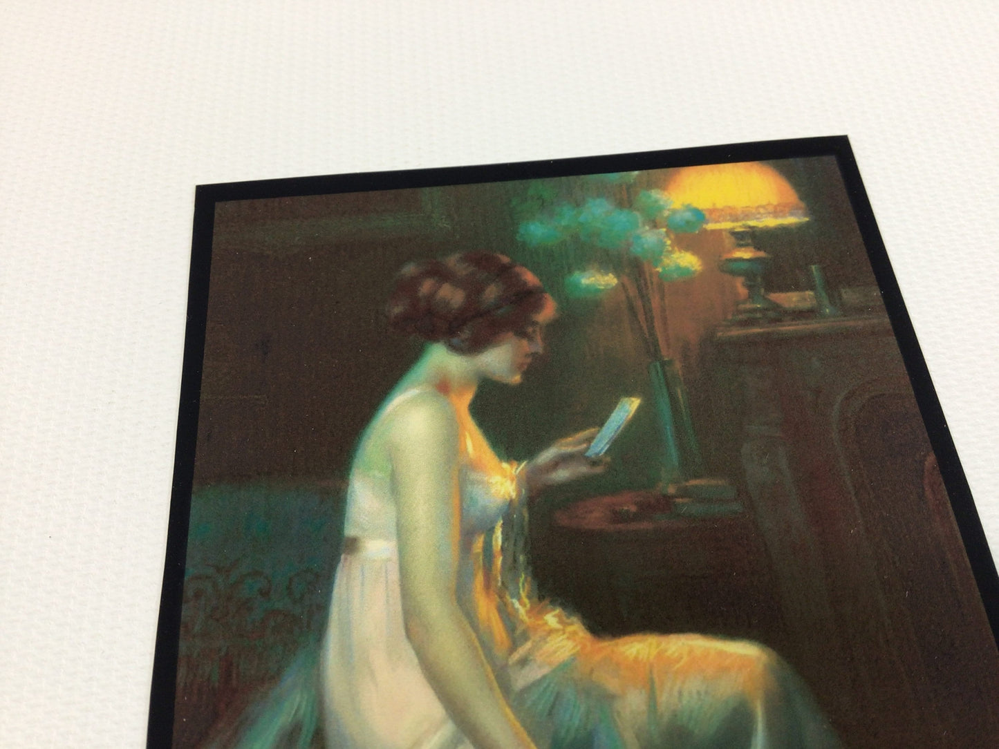 Art Nouveau Ladies Boudoir Hold to Light Color Illustration Celluloid Film 3" x 4" Print Vintage Ephemera