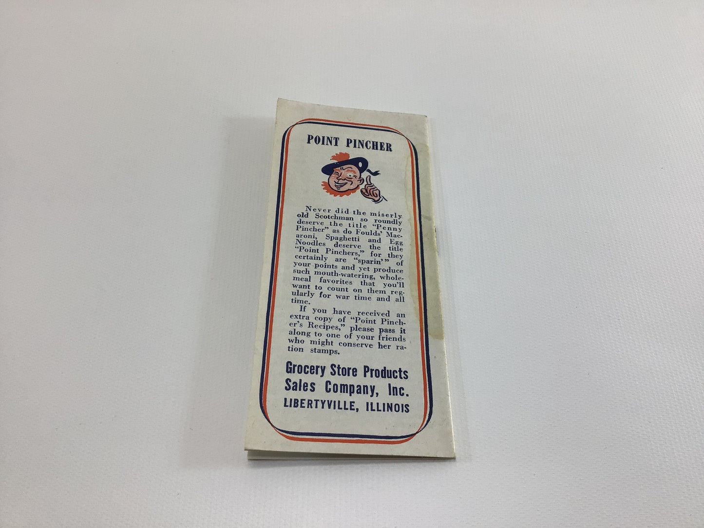 World War II Era Point Pincher Recipes Booklet Vintage Fould's Foods Advertising Ephemera