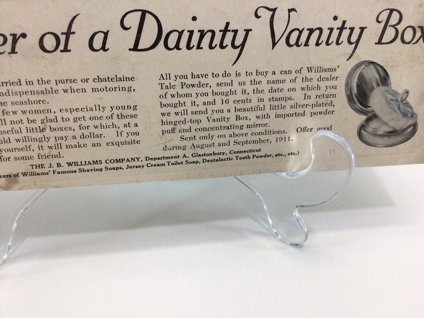 Double Sided 10 x 15 Magazine Ad Antique Advertising Ephemera Williams Talcum Powder and Gold Medal Flour