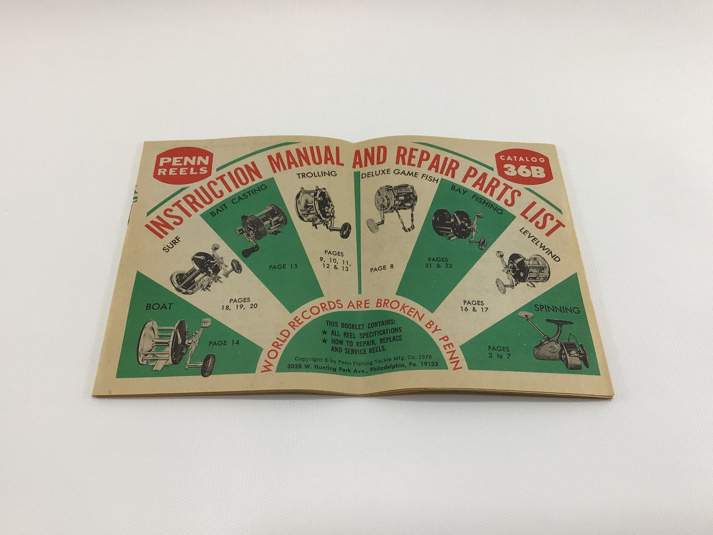 PENN Reels Catalog 36B Fishing Reel Booklet Vintage Outdoor Sporting Ephemera