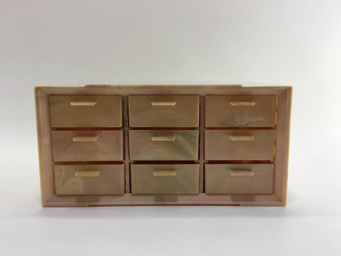 Pink Marbled Plastic Vintage Jewelry Box Vintage Vanity Decor 9 Drawer Storage Container Akro Mils Cabinets