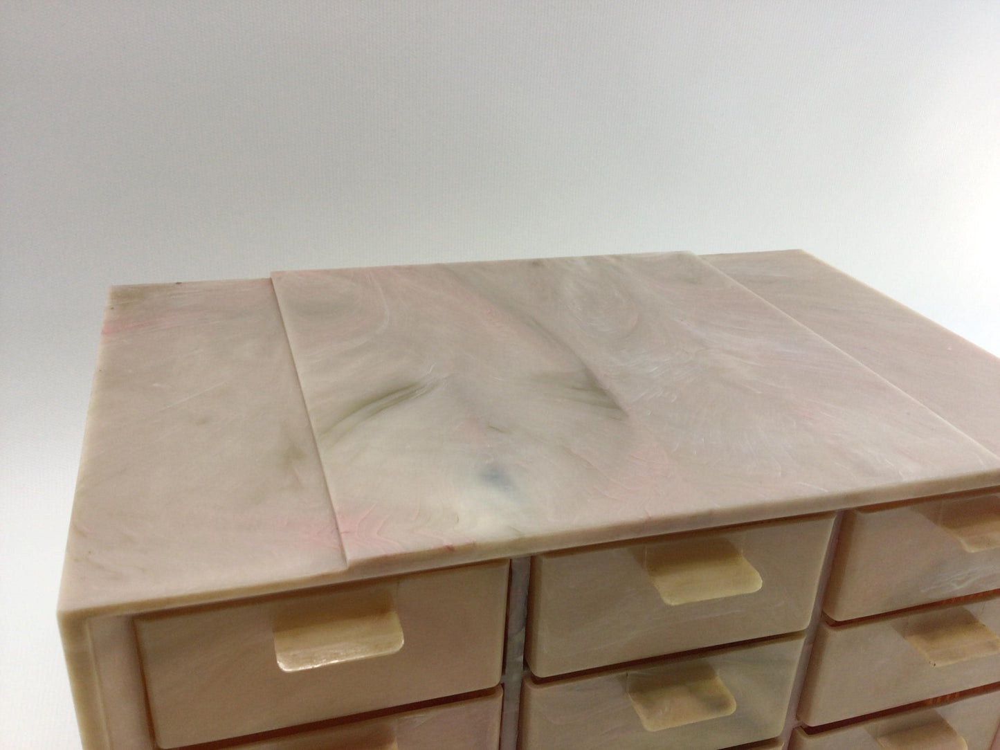 Pink Marbled Plastic Vintage Jewelry Box Vintage Vanity Decor 9 Drawer Storage Container Akro Mils Cabinets