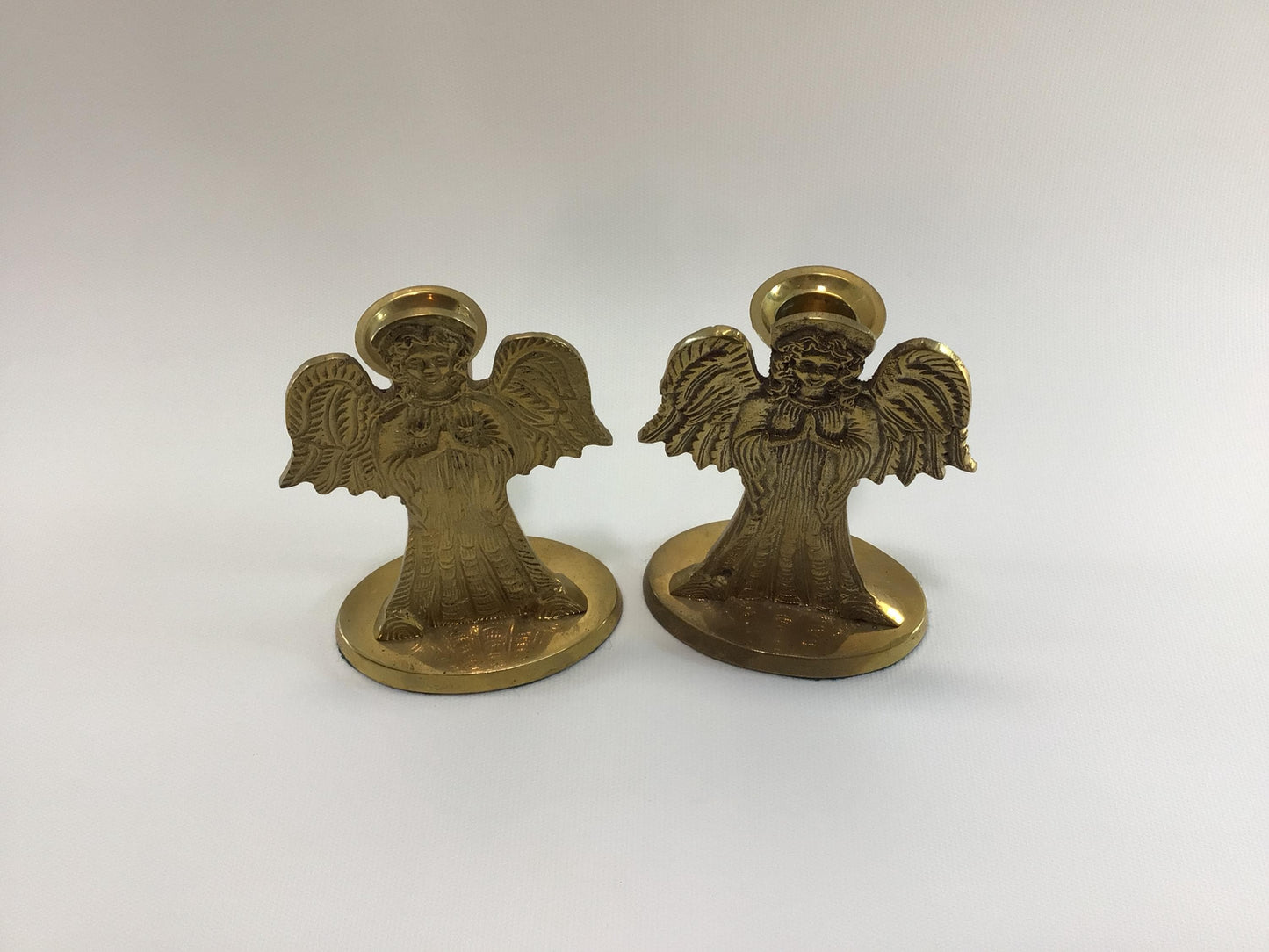 Brass Angels Taper Candle Holder Set Vintage Jainson Quality Home Decor