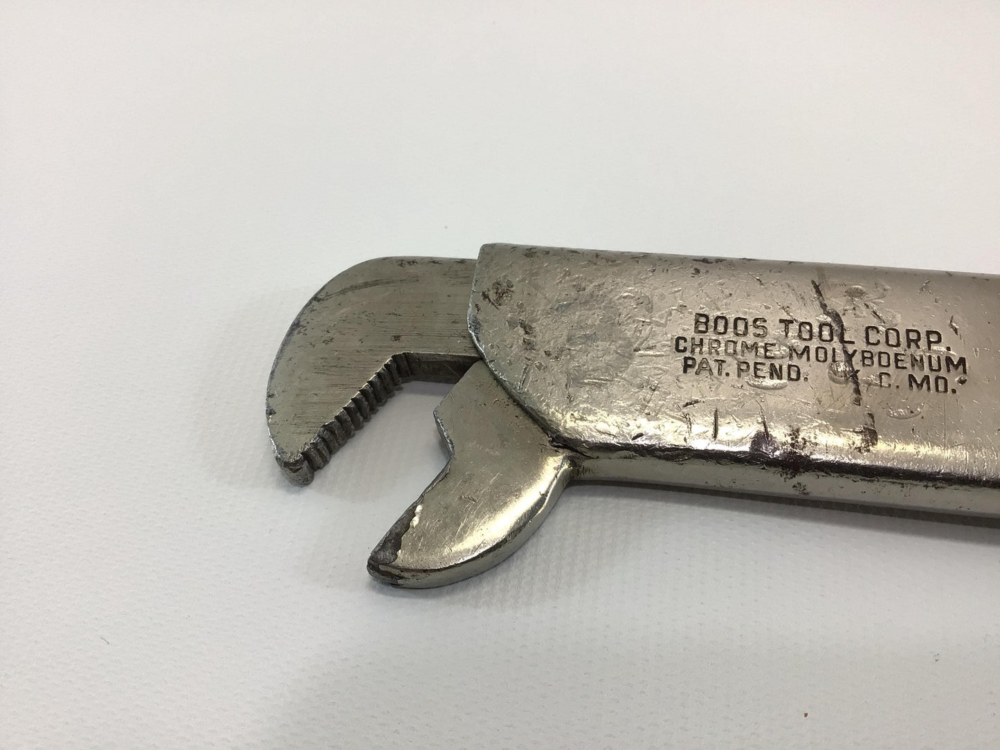 Adjustable Monkey Wrench Sleeve Collar Vintage Collectible Garage Hand Tool BOOS Corp Chrome Molybdenum