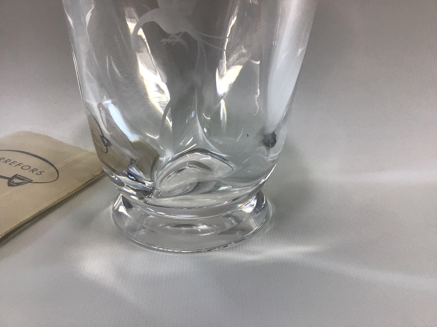 Orrefors Etched Phoenix 6" Lead Crystal Vase Vintage Made in Sweden Home Decor