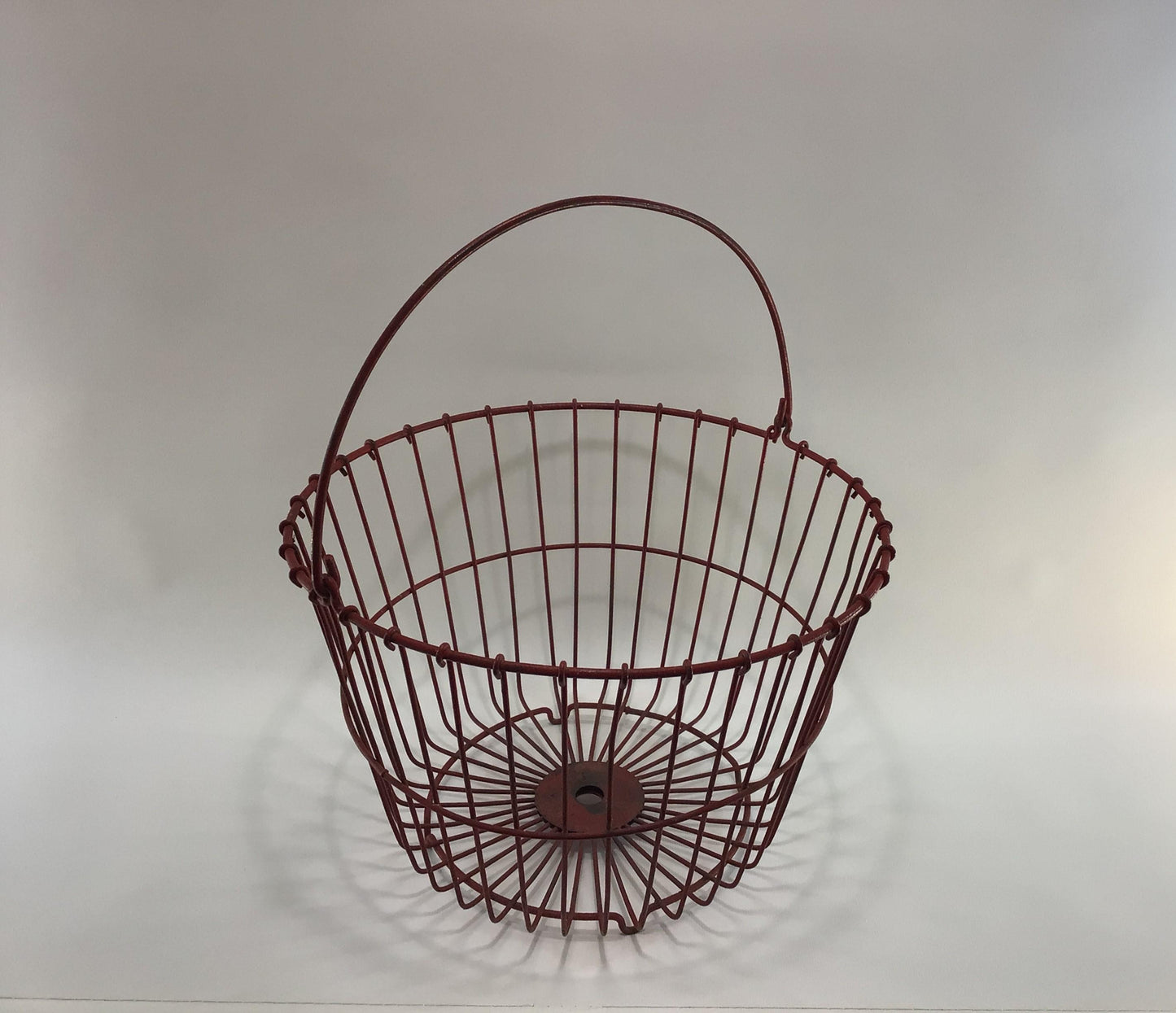 Primitive Red Wire Egg Basket Antique Rustic Harvest Container Home Decor