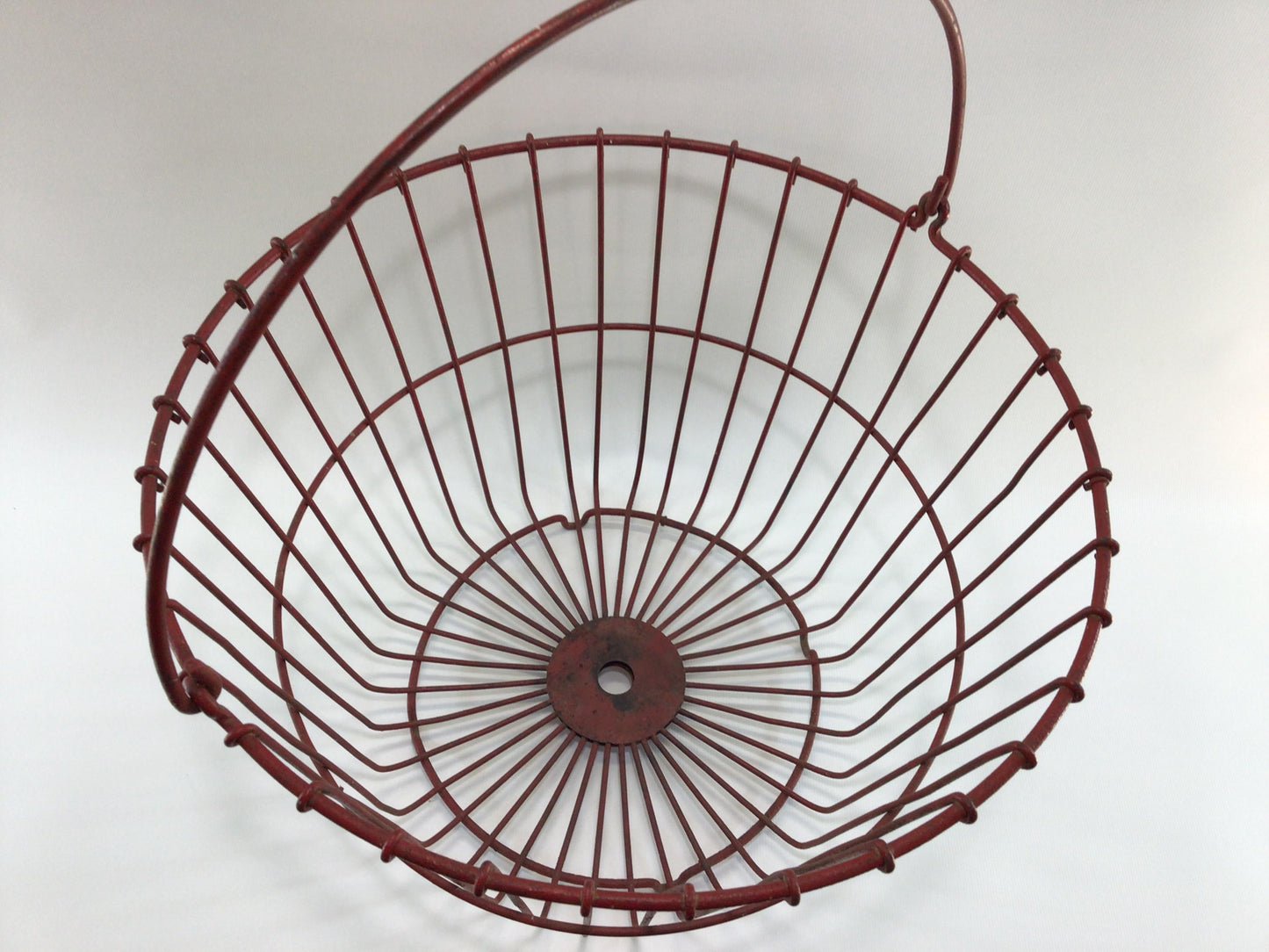 Primitive Red Wire Egg Basket Antique Rustic Harvest Container Home Decor