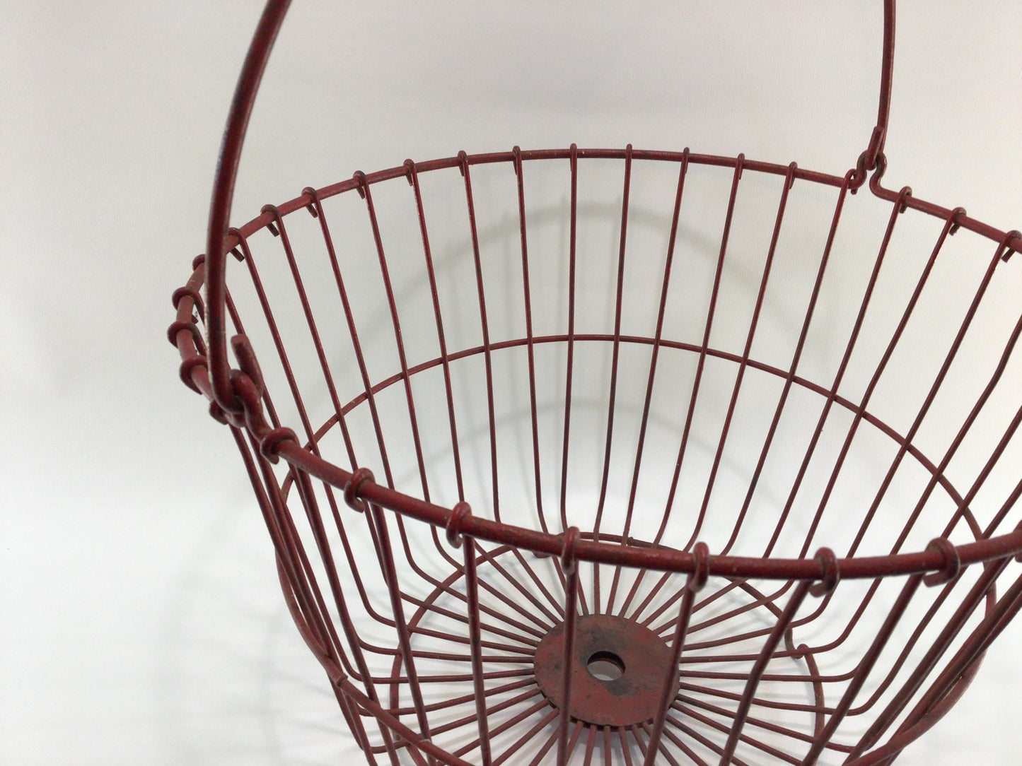 Primitive Red Wire Egg Basket Antique Rustic Harvest Container Home Decor