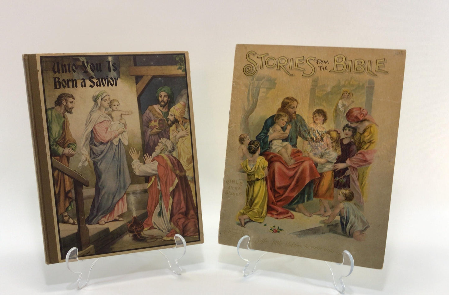 Antique Children's Bible Stories Books Color Illustrated Victorian Graphics