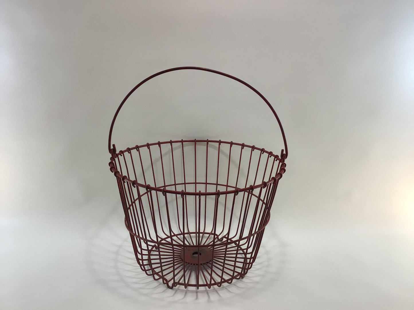 Primitive Red Wire Egg Basket Antique Rustic Harvest Container Home Decor