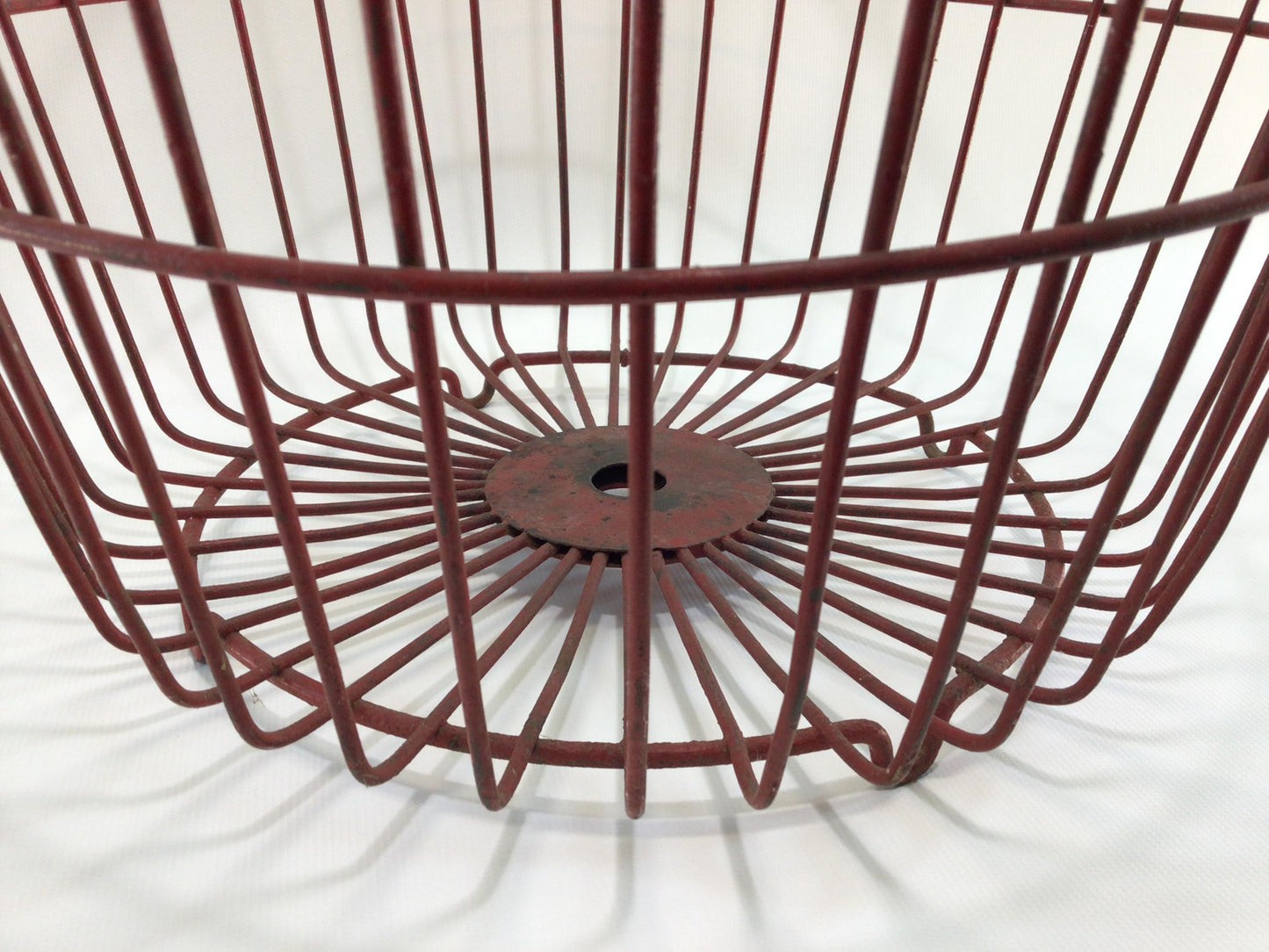 Primitive Red Wire Egg Basket Antique Rustic Harvest Container Home Decor