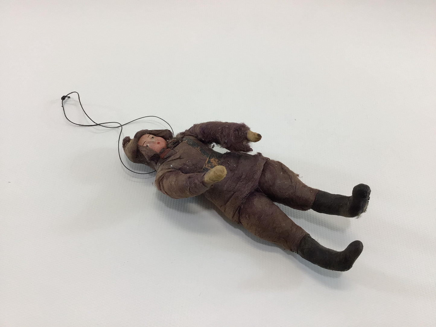 Spun Cotton Christmas Tree Ornament Antique German Folk Art Holiday Collectible Prussian Soldier
