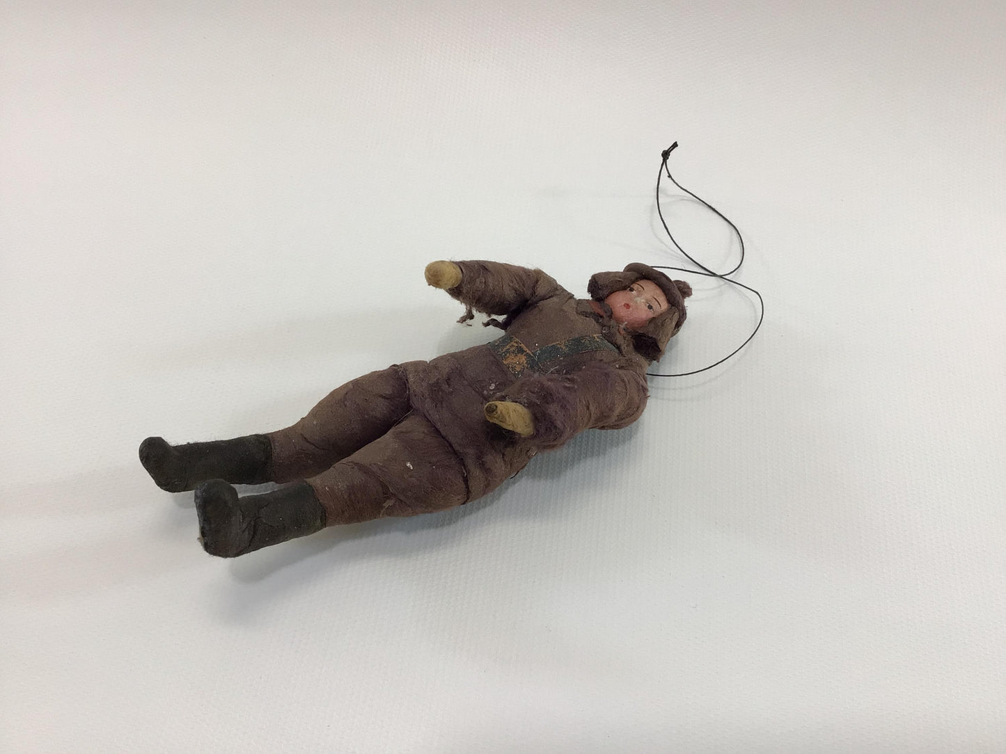 Spun Cotton Christmas Tree Ornament Antique German Folk Art Holiday Collectible Prussian Soldier