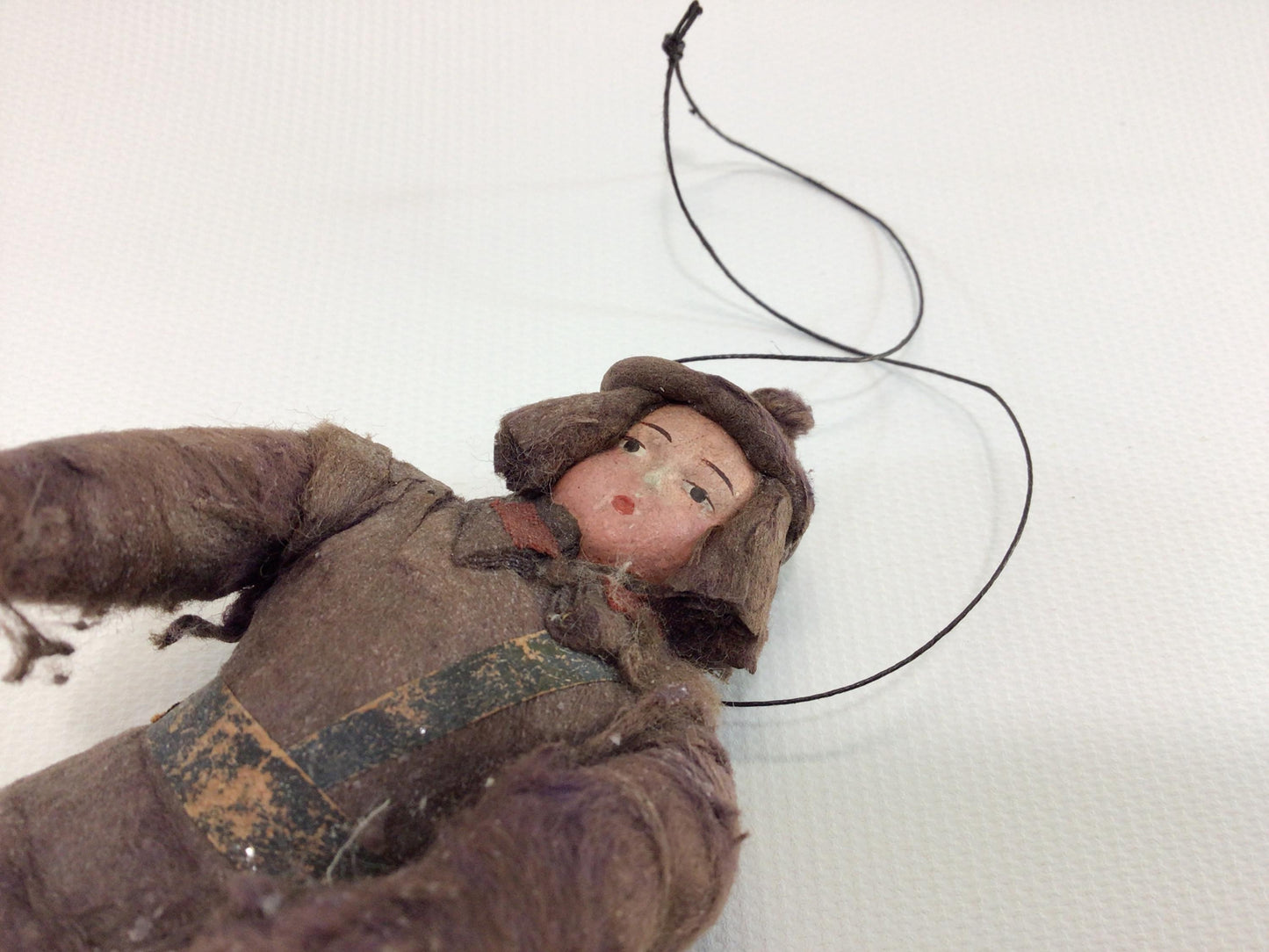 Spun Cotton Christmas Tree Ornament Antique German Folk Art Holiday Collectible Prussian Soldier