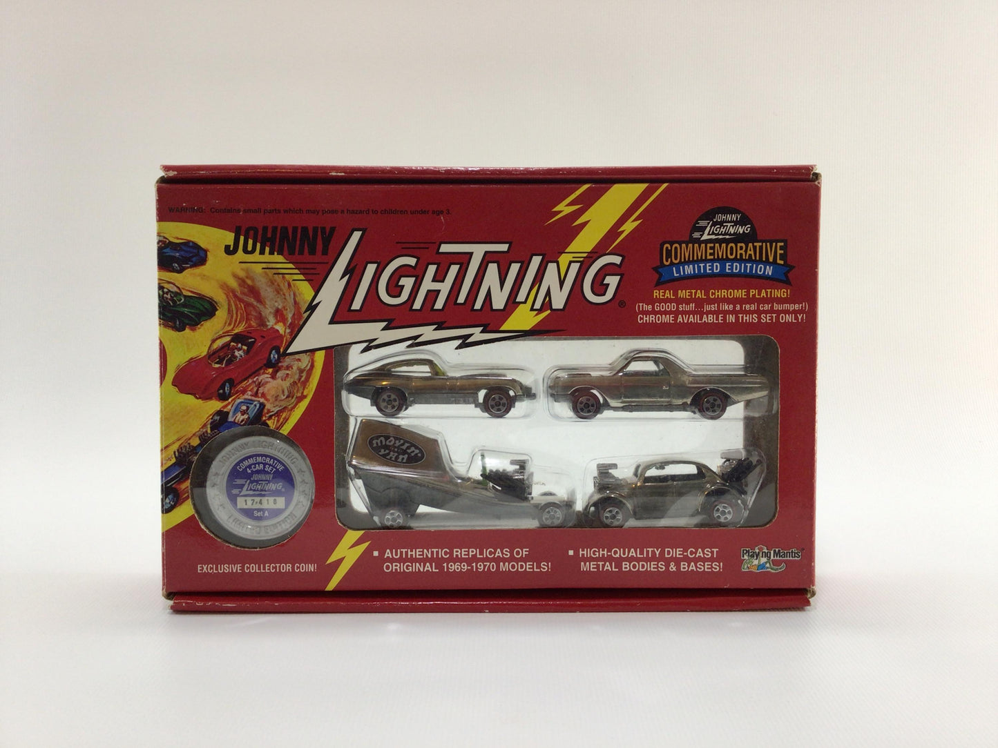 Johnny Lightning Playing Mantis 1994 Commemorative Chrome Finish Diecast Toy Cars Set A
