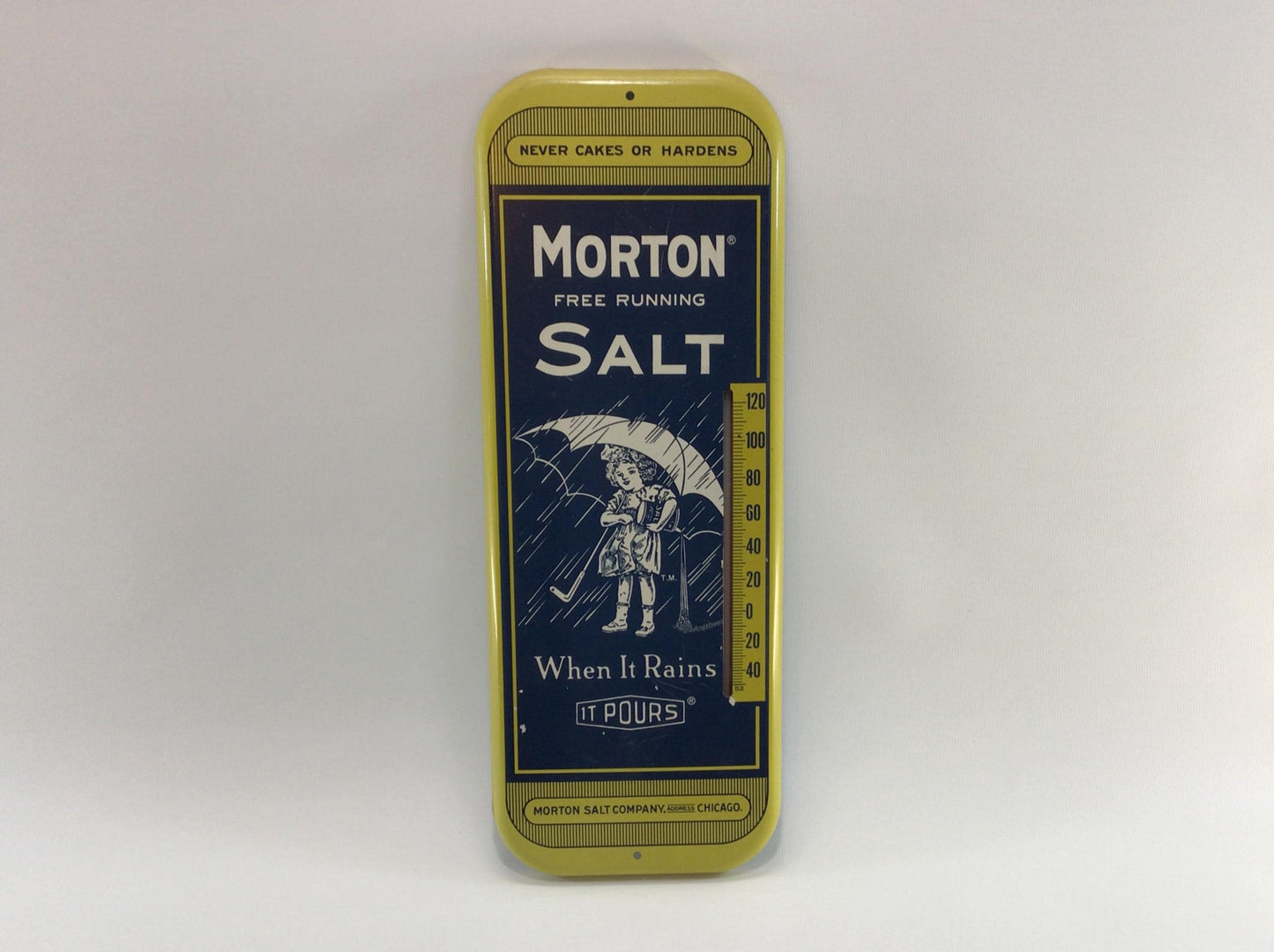 Advertising Thermometer Morton Salt Company Chicago Vintage 16" Metal Construction